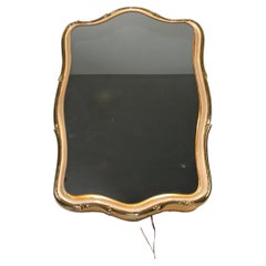 Midcentury Modern Italian Illuminated Brass Wall Mirror, Italy, 1960s