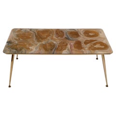 MidCentury Modern Italian Resin and Brass Coffee Table by Poliplastica MALP, 50s