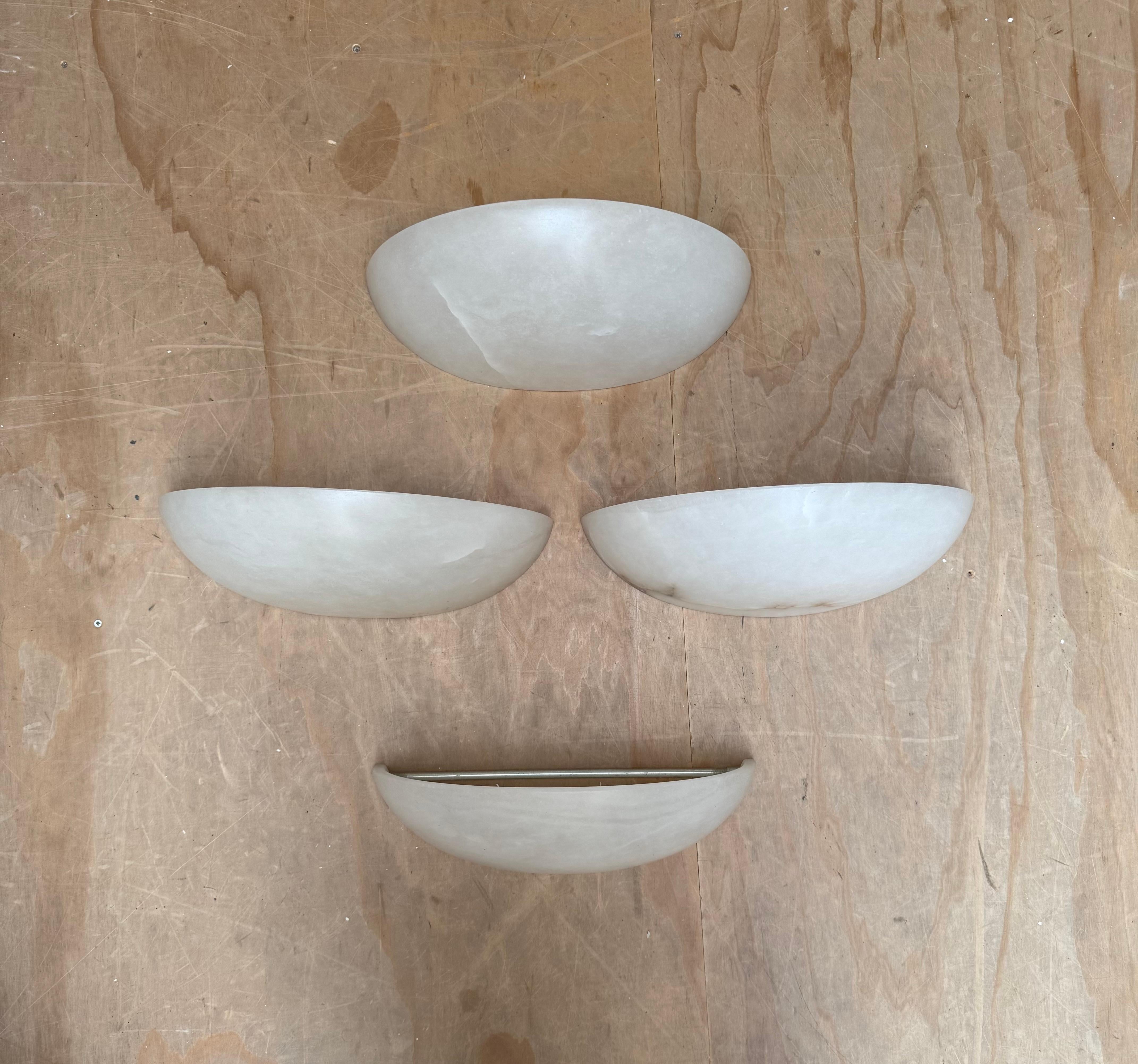 Italienisches 4er-Set Mid-Century-Modern-Wandleuchter aus Alabaster im Art-déco-Stil, Mid-Stil im Angebot 3