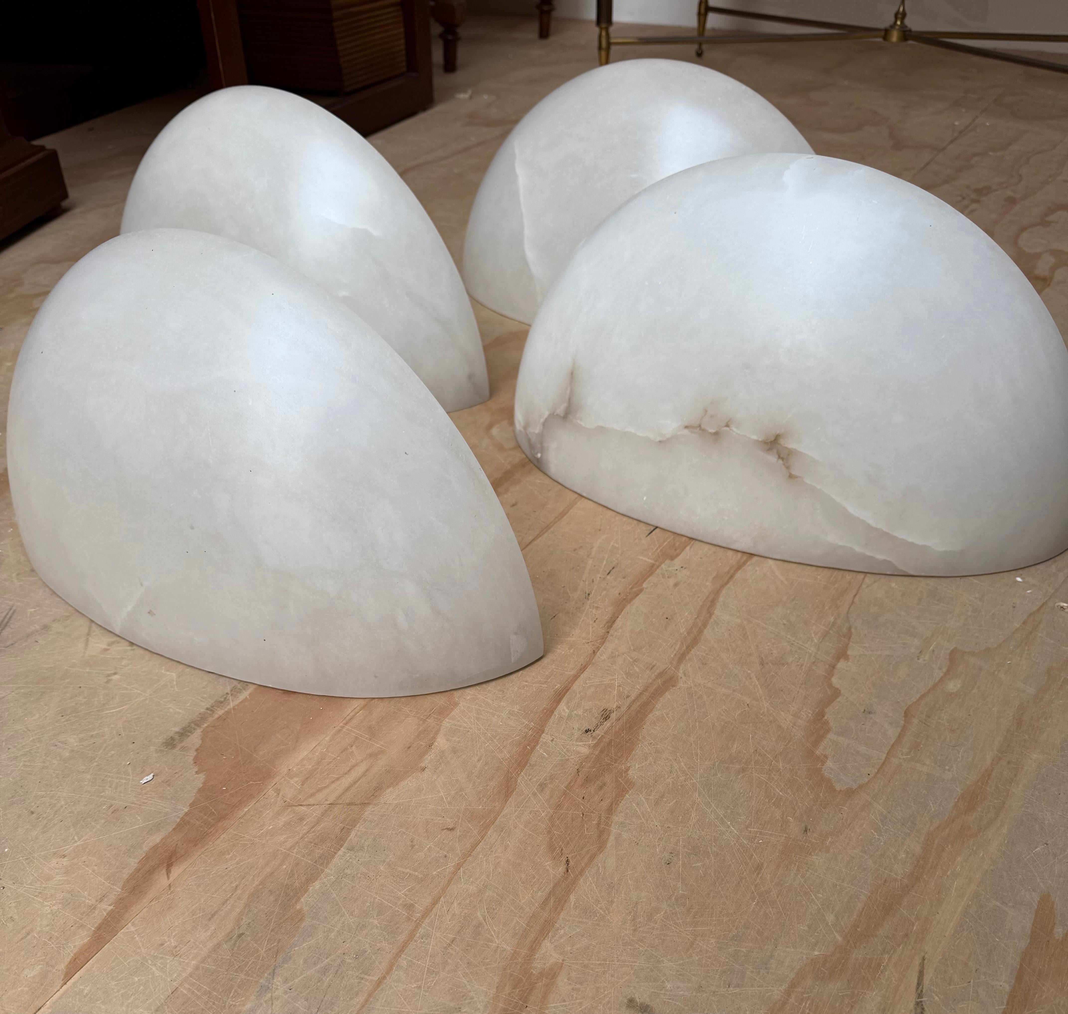 Italienisches 4er-Set Mid-Century-Modern-Wandleuchter aus Alabaster im Art-déco-Stil, Mid-Stil im Angebot 4