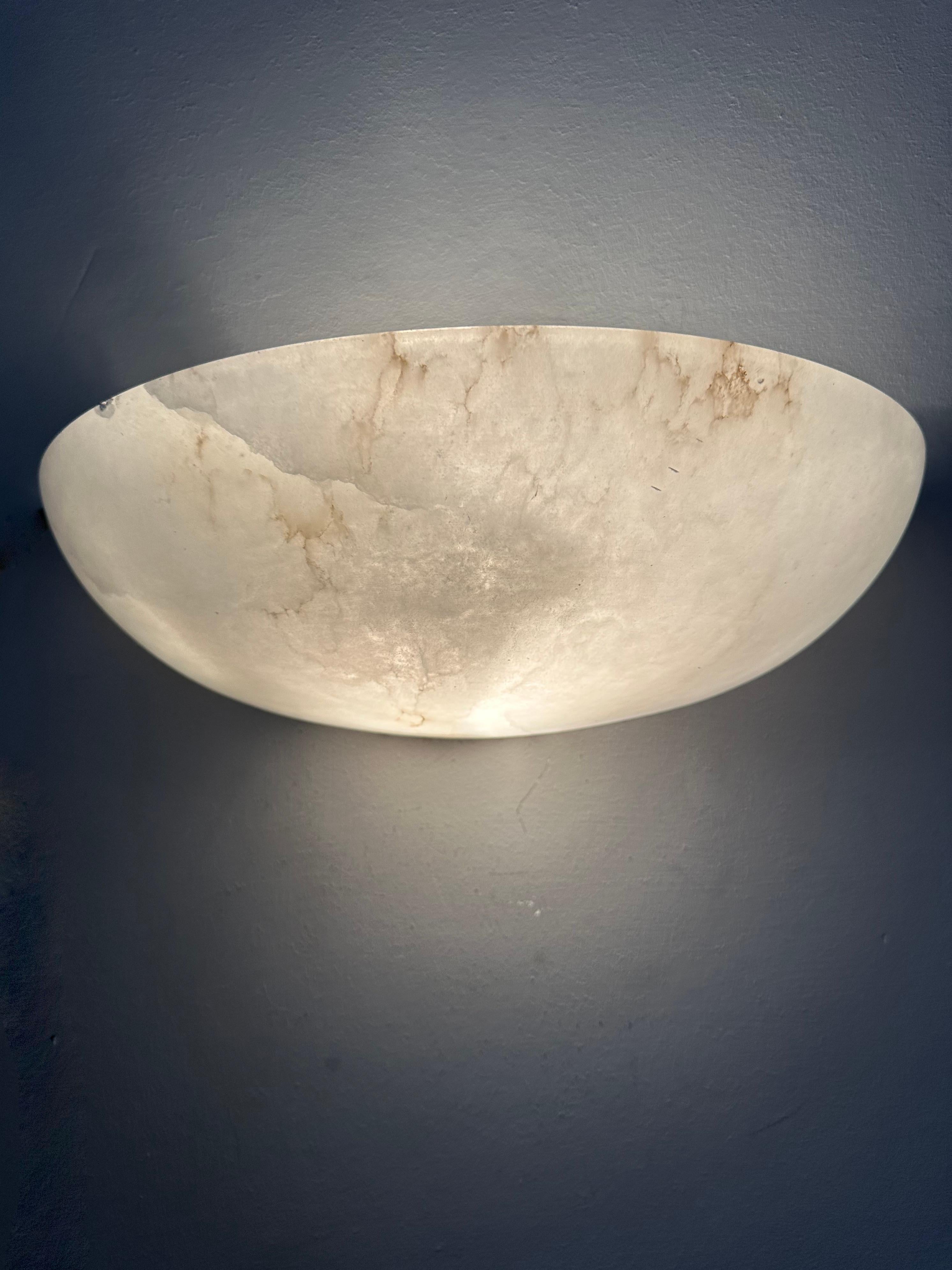 Italienisches 4er-Set Mid-Century-Modern-Wandleuchter aus Alabaster im Art-déco-Stil, Mid-Stil im Angebot 9