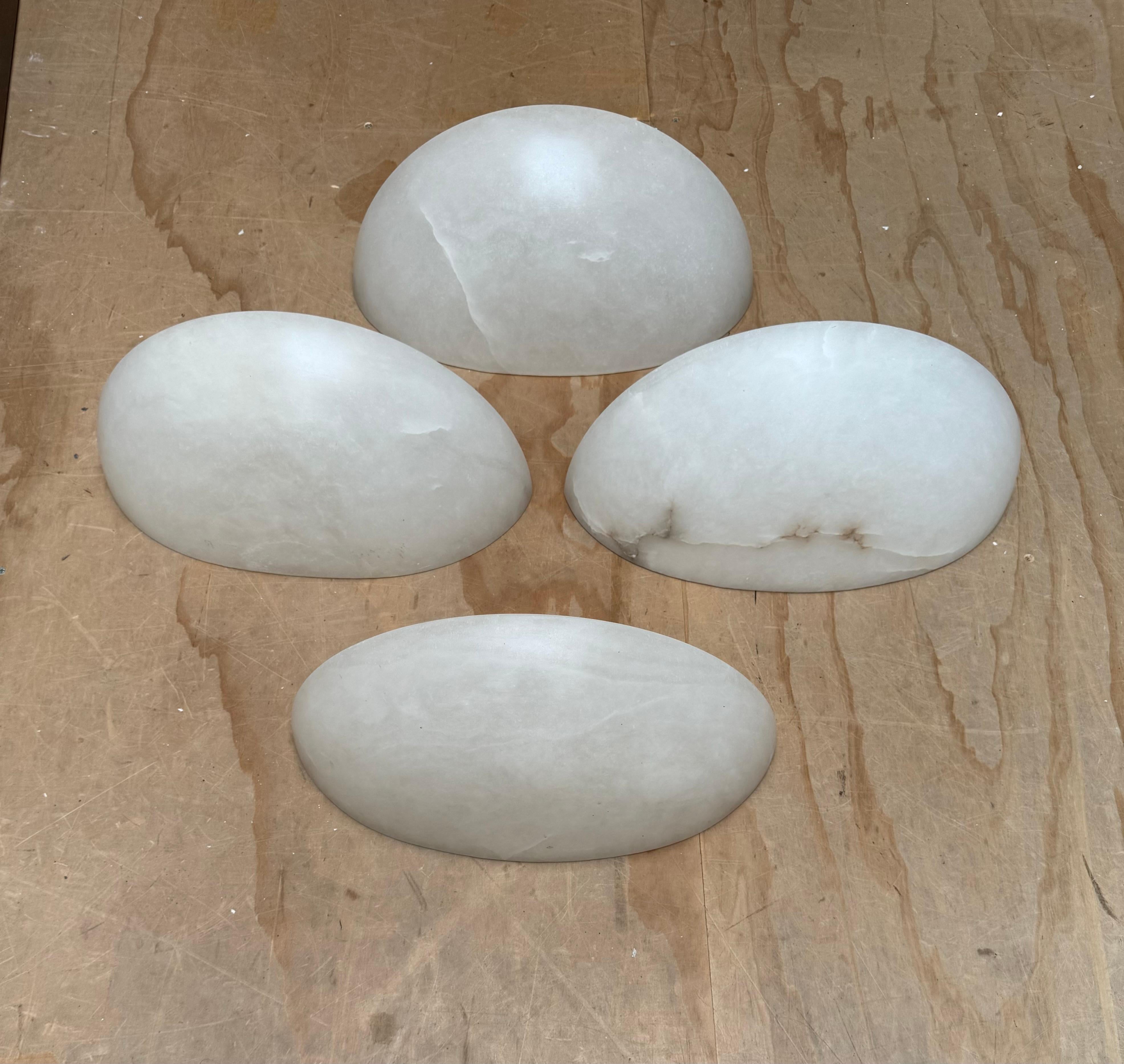 Italienisches 4er-Set Mid-Century-Modern-Wandleuchter aus Alabaster im Art-déco-Stil, Mid-Stil im Angebot 2