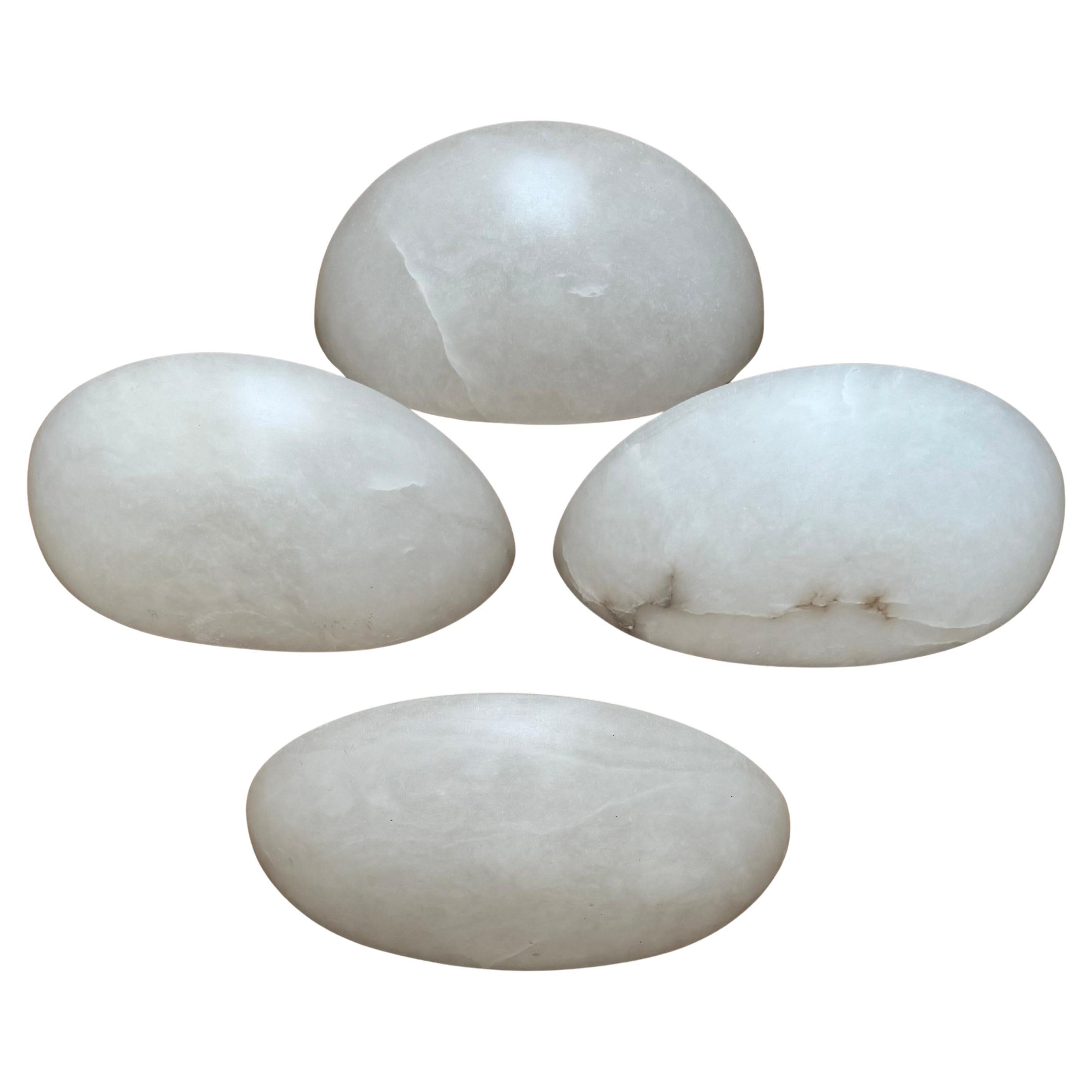 MidCentury Modern Italian Set of 4, Art Deco Style Large Alabaster Wall Sconces