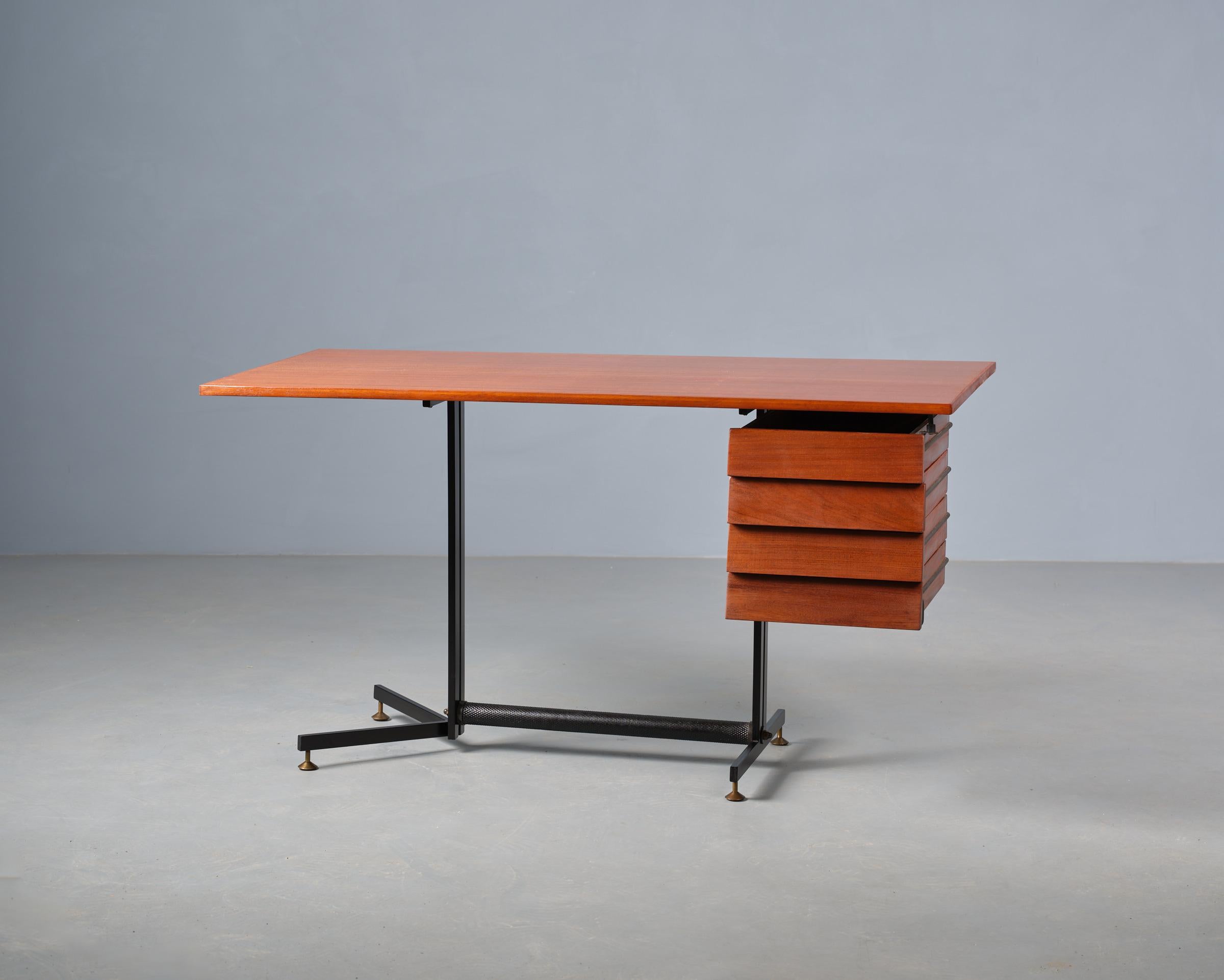 Mid-Century Modern Midcentury Modern Italian Teak Desk: Expertly Restored to Original Beauty  For Sale