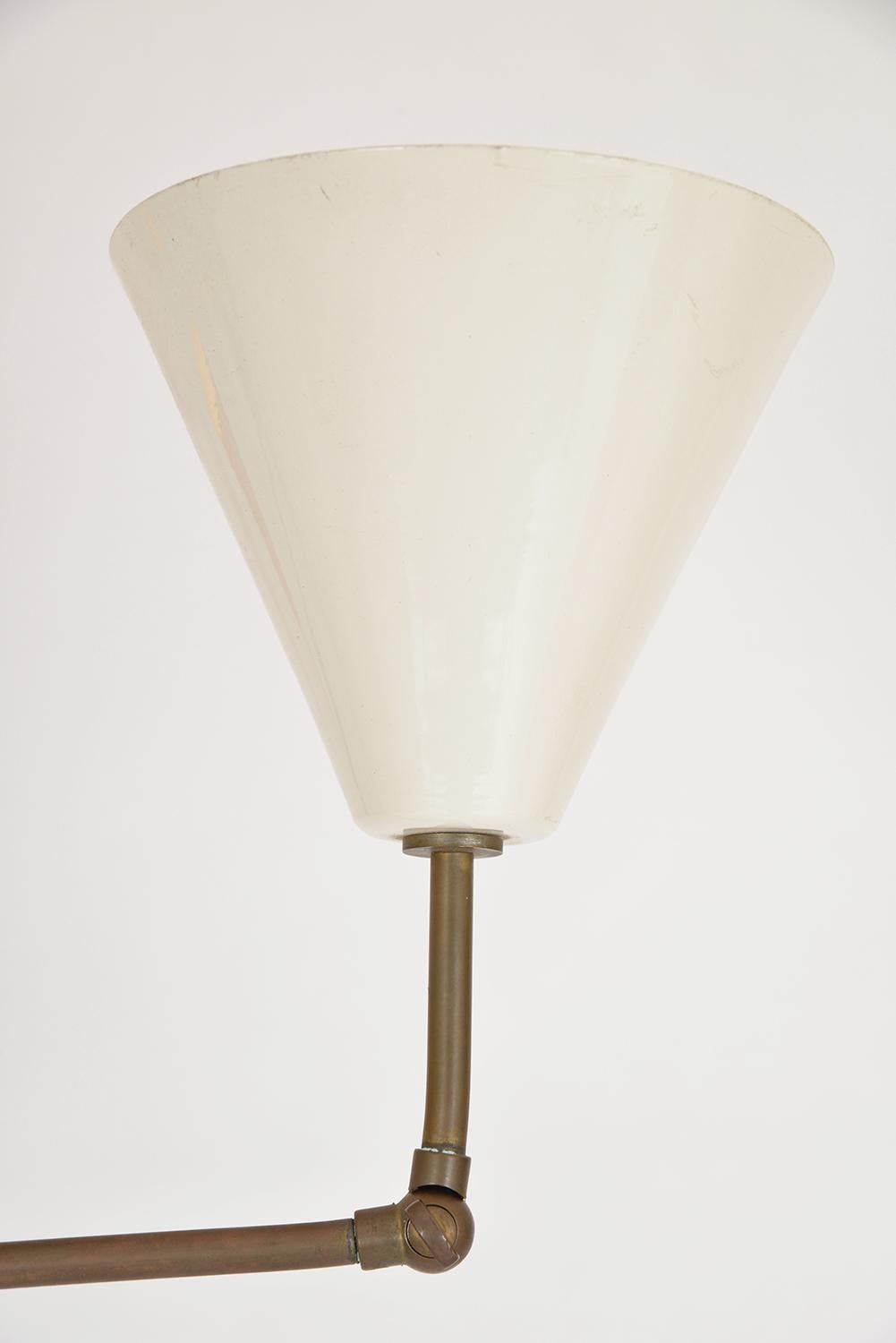 Midcentury Modern Italian Three-Arm Articulated Standard Floor Lamp Brass Enamel 6