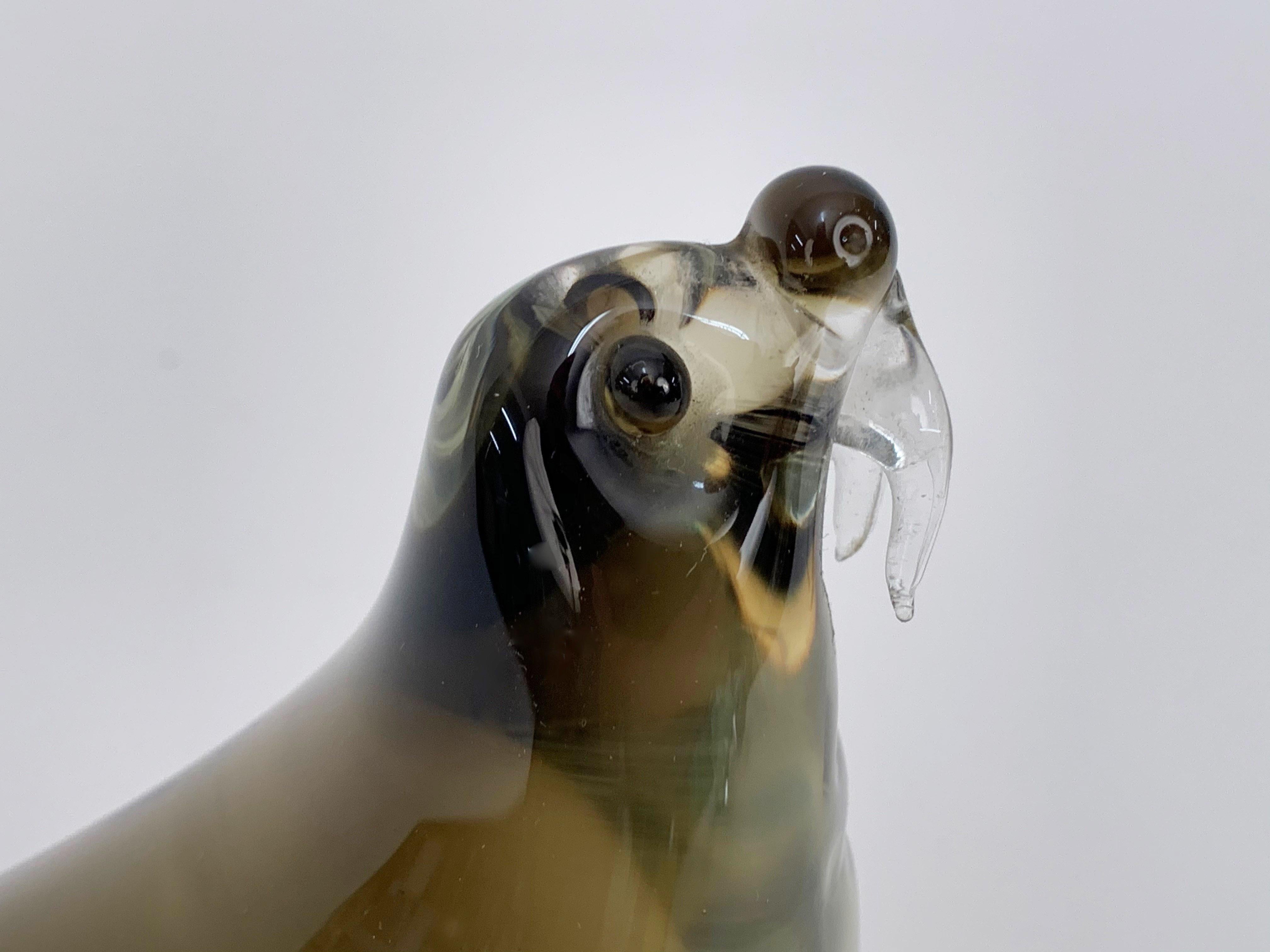 Mid-Century Modern Italian Walrus Black Brown Murano Glass Sculpture Italy 1960s In Good Condition For Sale In Roma, IT