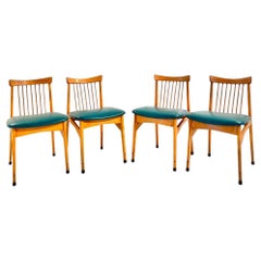 Vintage Beechwood Dining Chairs, Set of Four, Italy 1960s