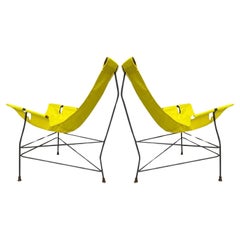 Ein Paar Jerry Johnson-Eisen-Sling-Stühle, Mid-Century Modern