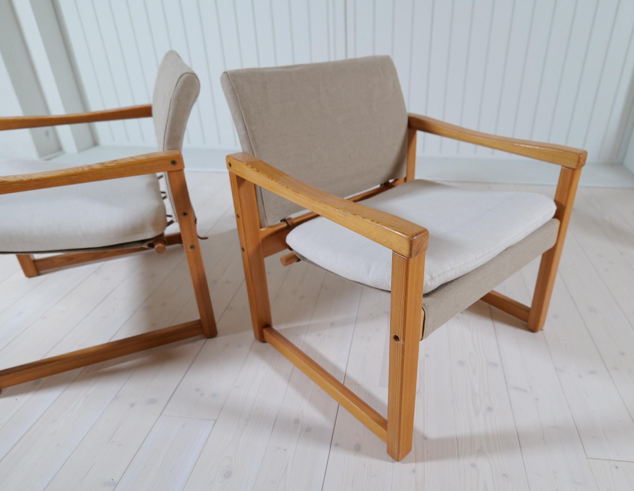 Late 20th Century Midcentury Modern Karin Mobring Armchairs Model Diana by Ikea in Sweden, 1970s For Sale