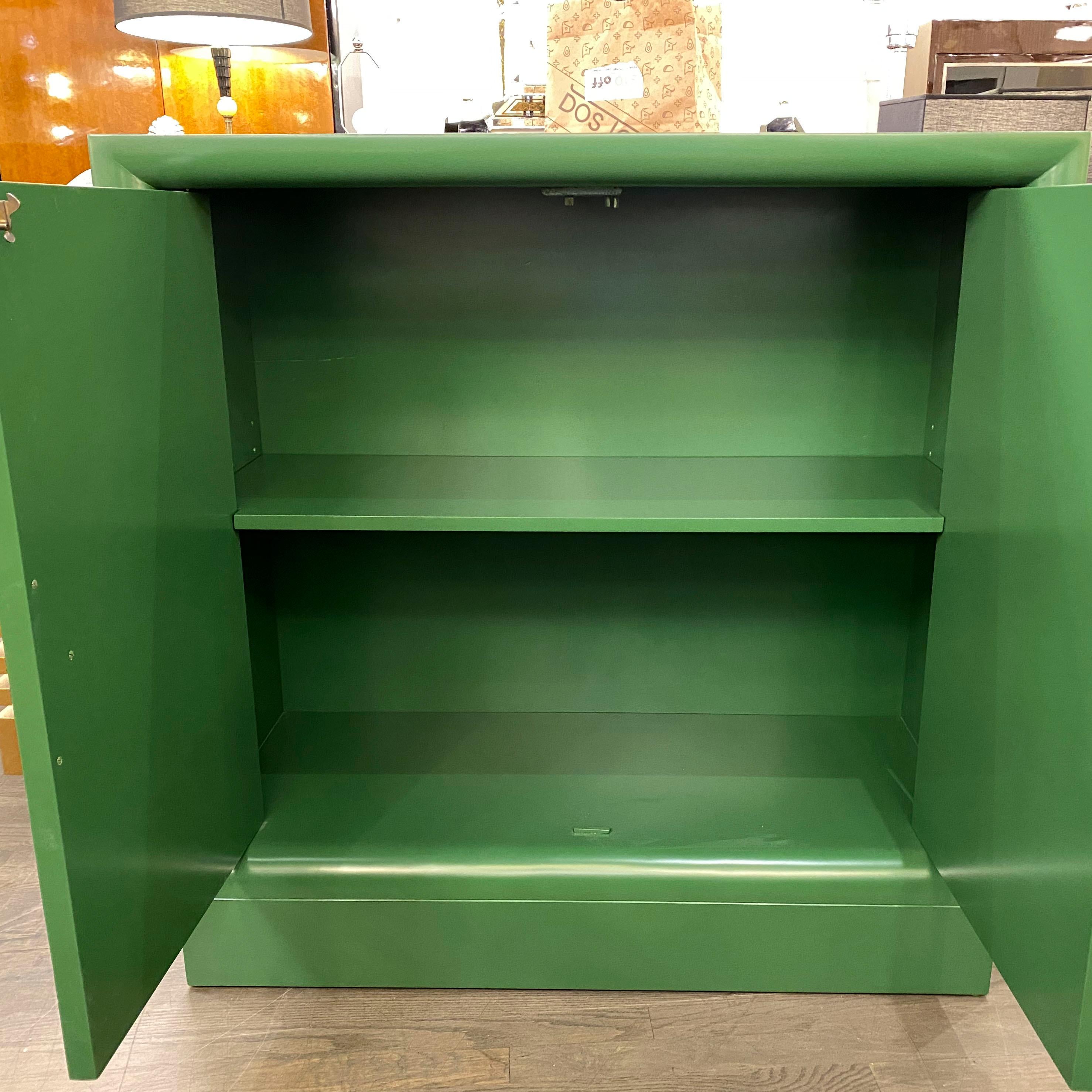 Mid-20th Century Mid-Century Modern Kelly Green Dry Bar/Sideboard W/ Gilt Pulls Signed James Mont