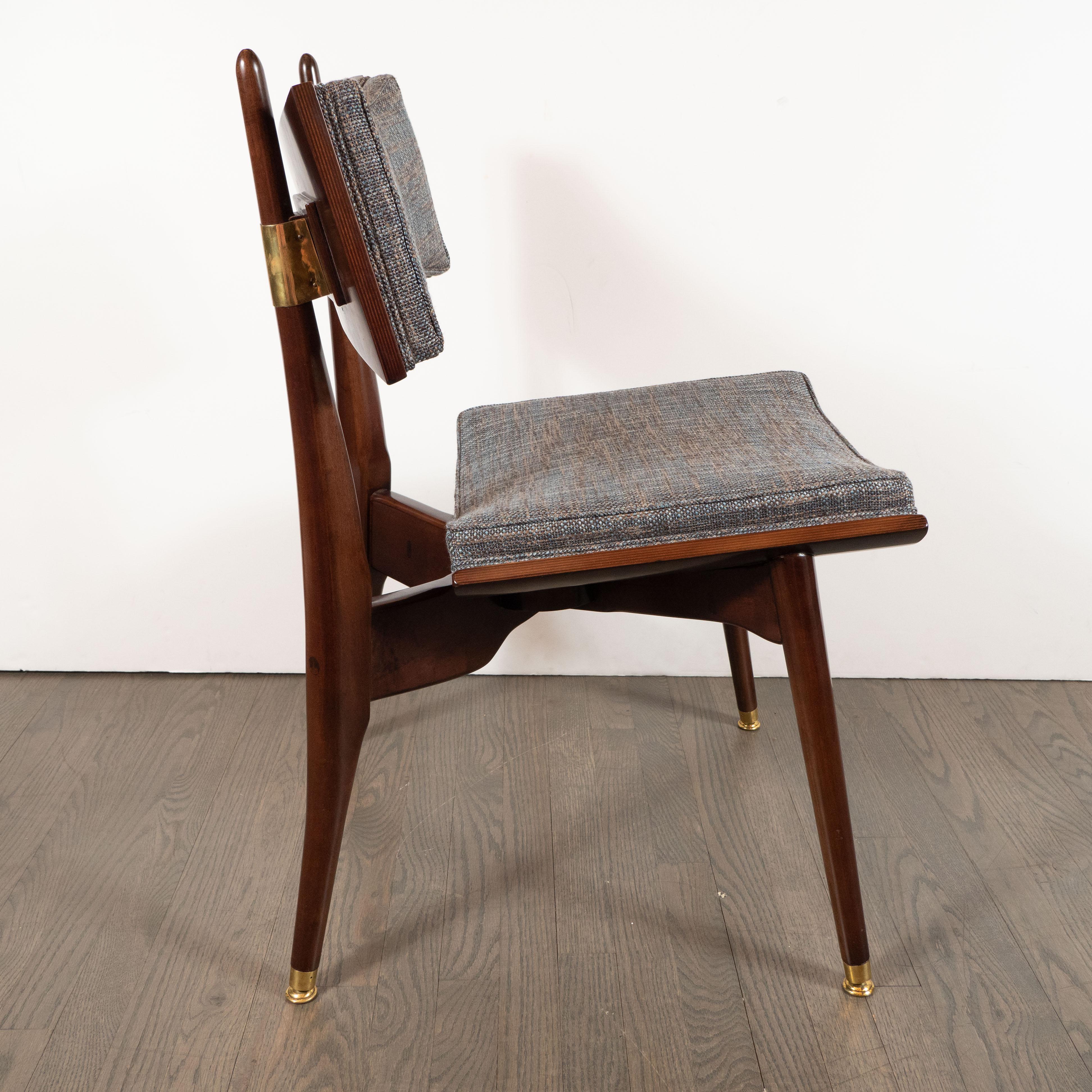 Mid-Century Modern Midcentury Modern Klismos Walnut & Brass Chair by Harold Schwartz for Romweber