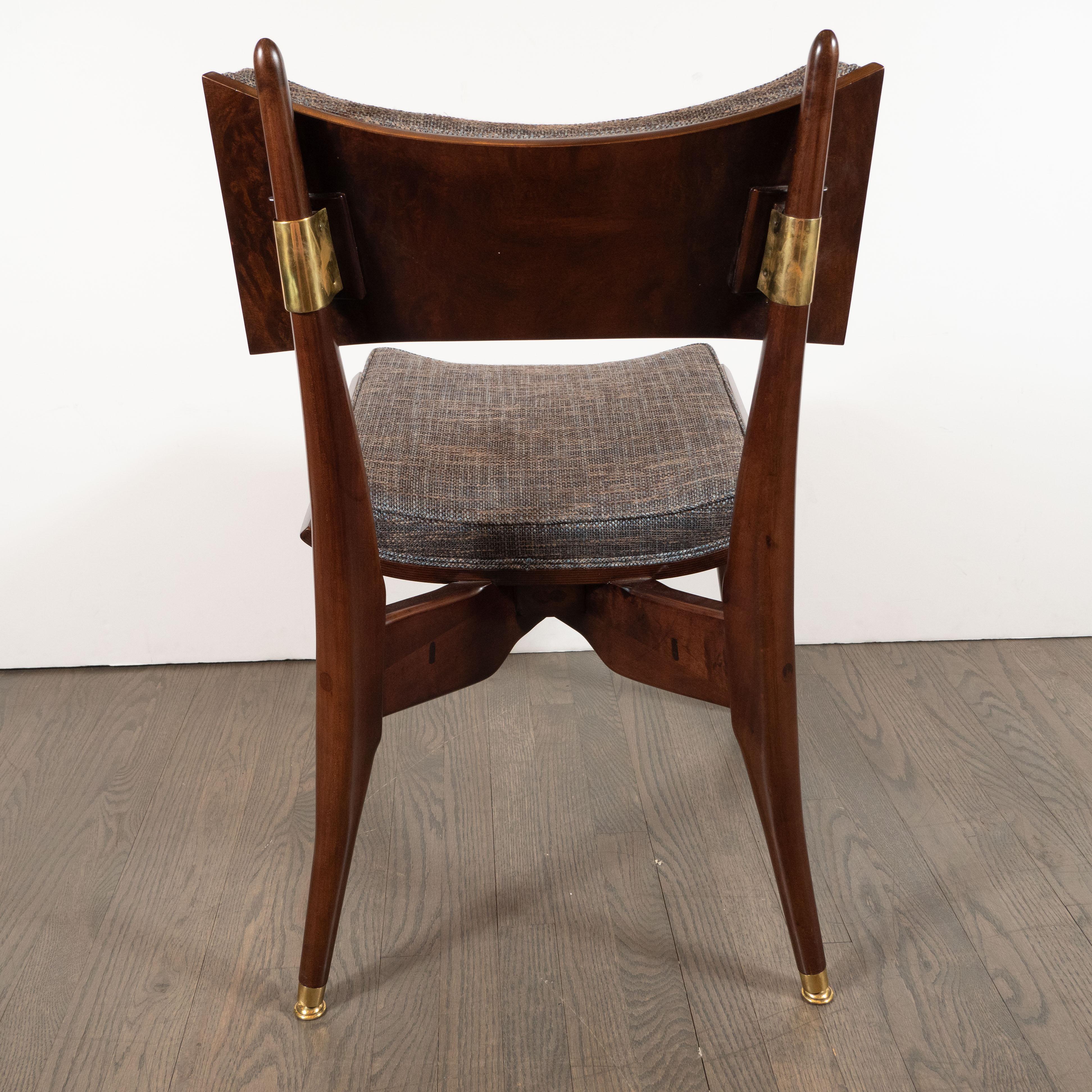 Mid-20th Century Midcentury Modern Klismos Walnut & Brass Chair by Harold Schwartz for Romweber