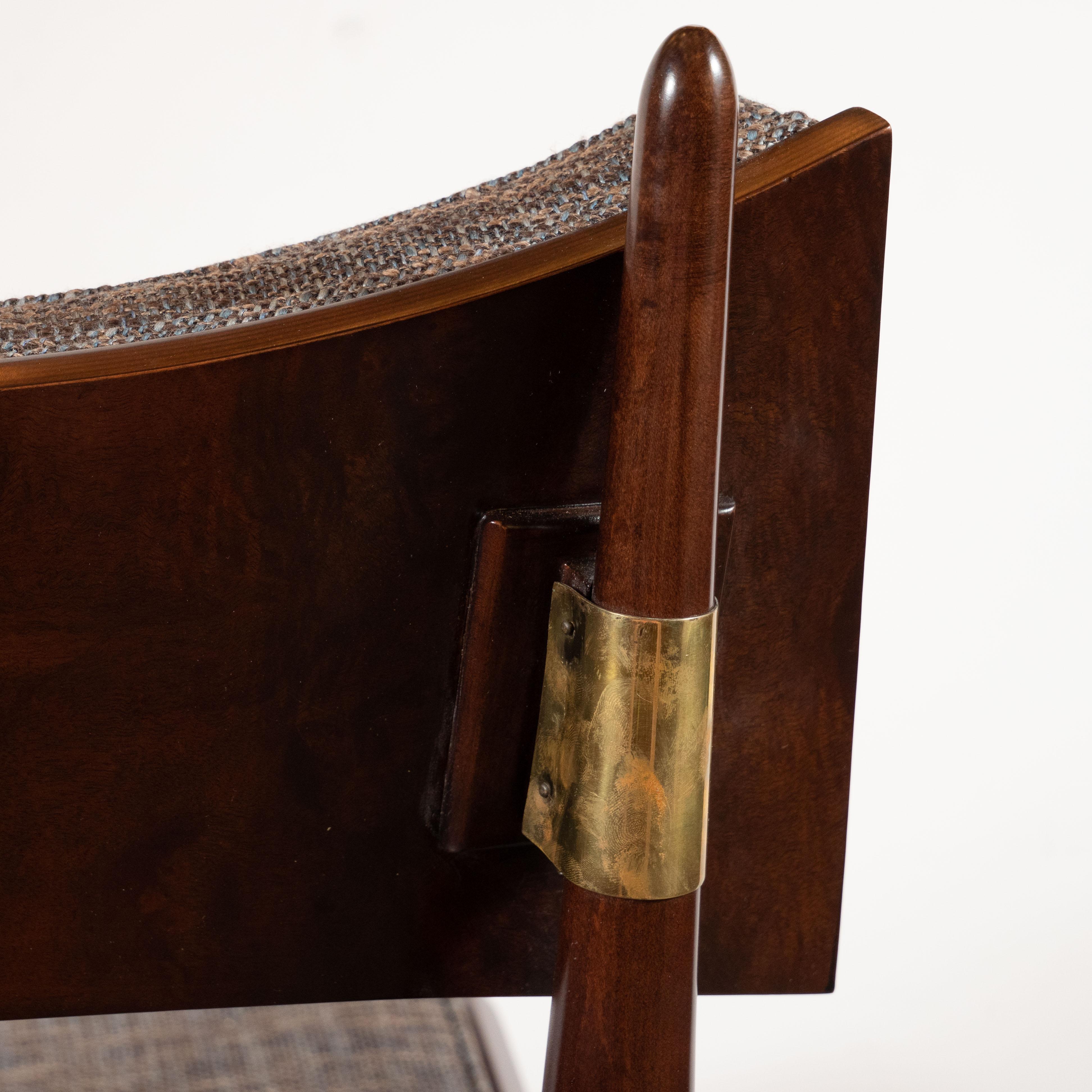 Midcentury Modern Klismos Walnut & Brass Chair by Harold Schwartz for Romweber 1
