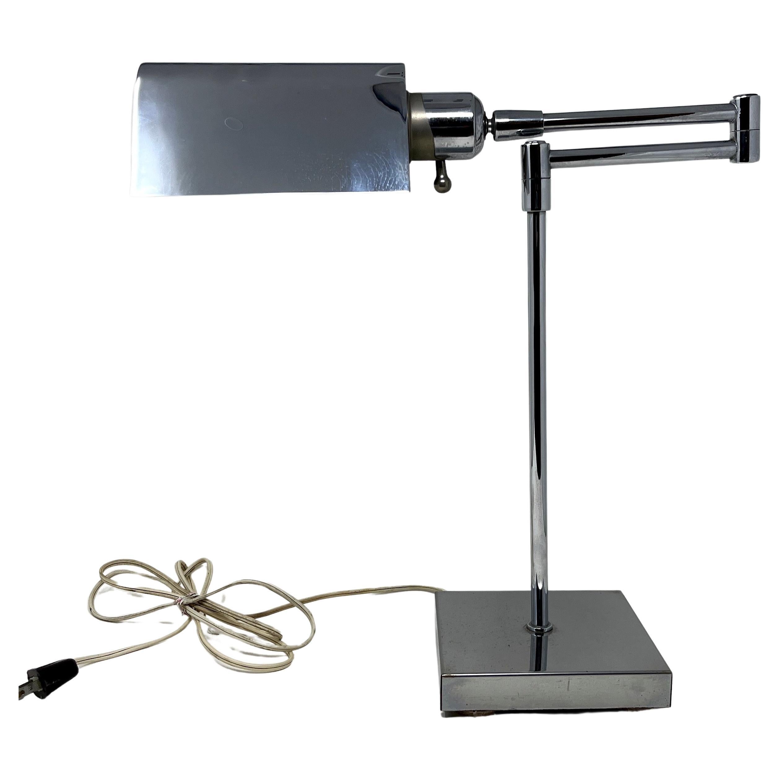 Midcentury Modern Koch & Lowy Style Chrome Articulating Desk Lamp For Sale