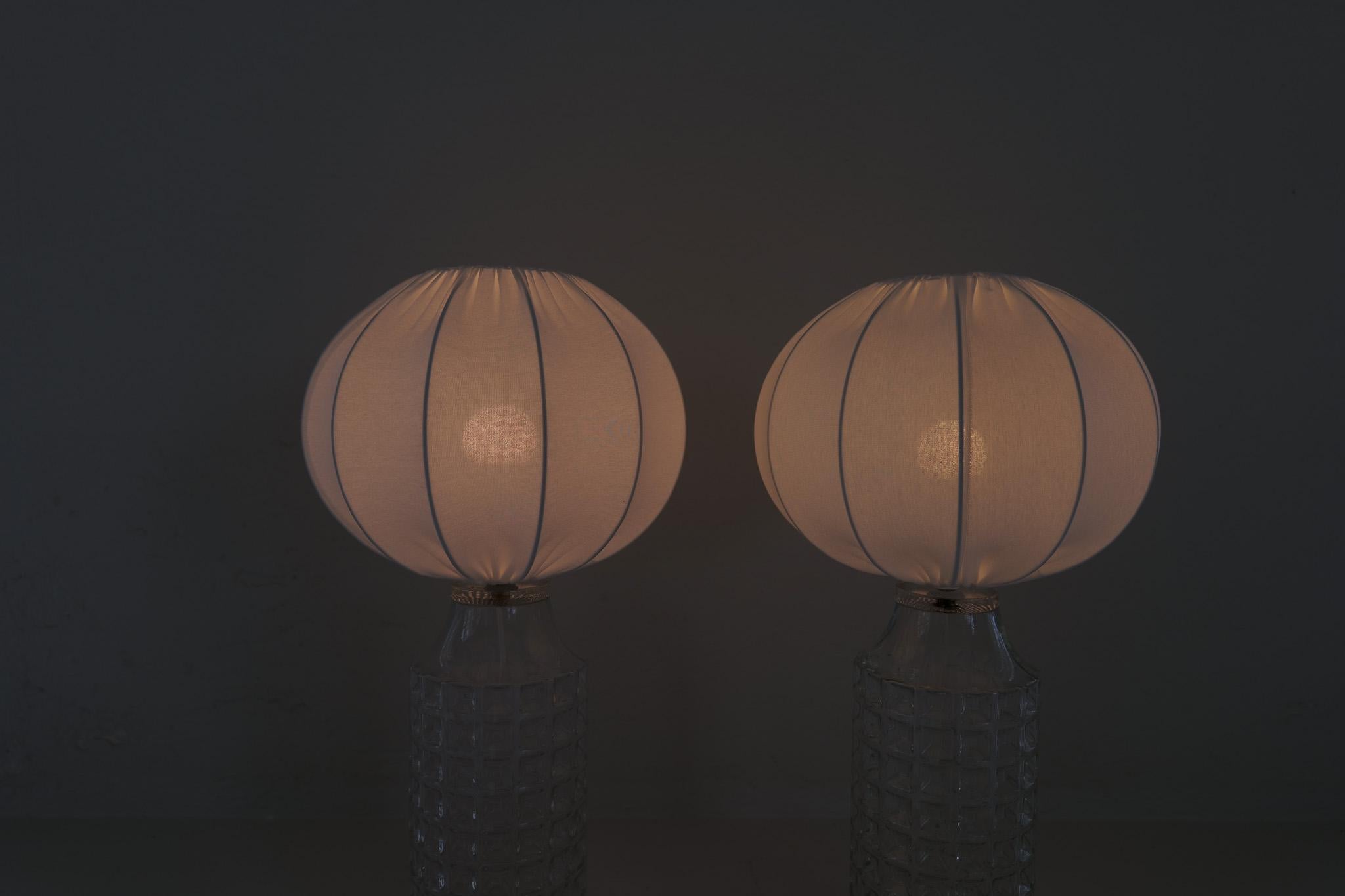 Mid-Century Modern Large Glass Table Lamps Orrefors, Sweden, 1970s For Sale 5
