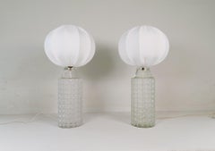 Mid-Century Modern Large Glass Table Lamps Orrefors, Sweden, 1970s