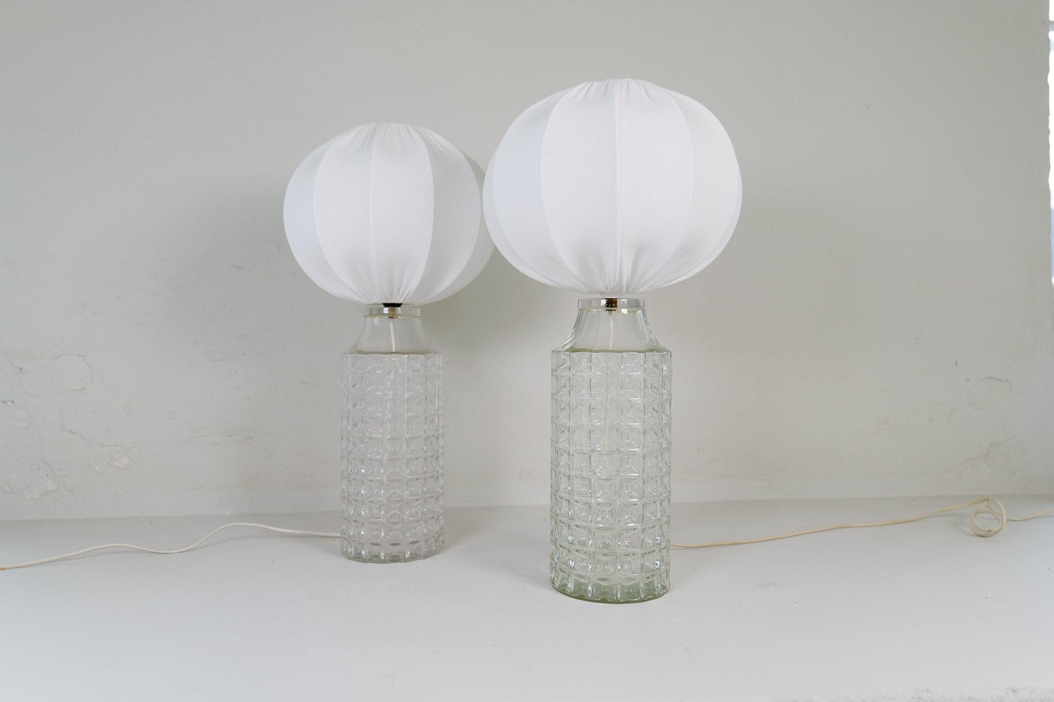 Mid-Century Modern Large Glass Table Lamps Orrefors, Sweden, 1970s In Good Condition For Sale In Hillringsberg, SE