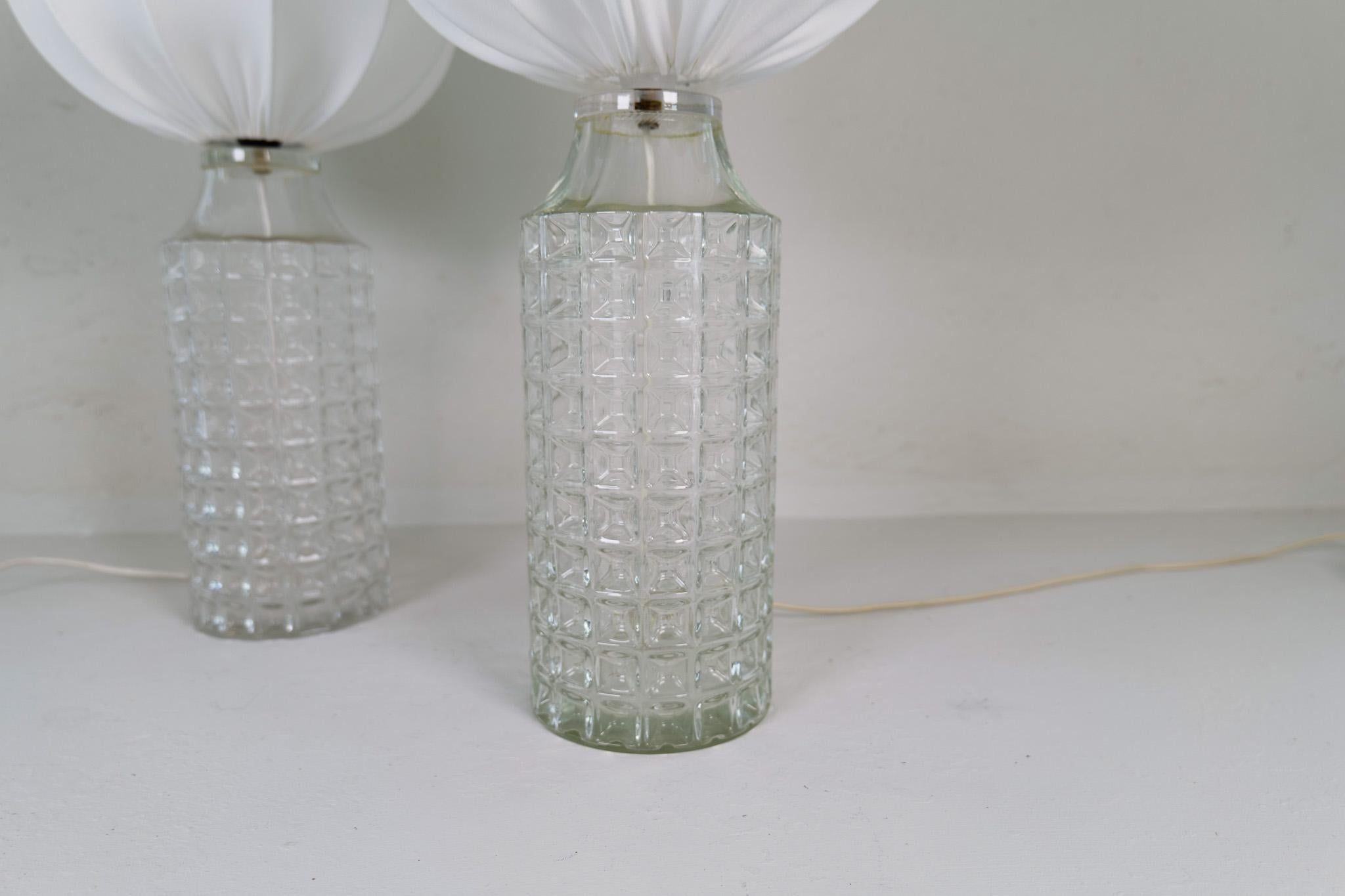 Mid-20th Century Mid-Century Modern Large Glass Table Lamps Orrefors, Sweden, 1970s For Sale