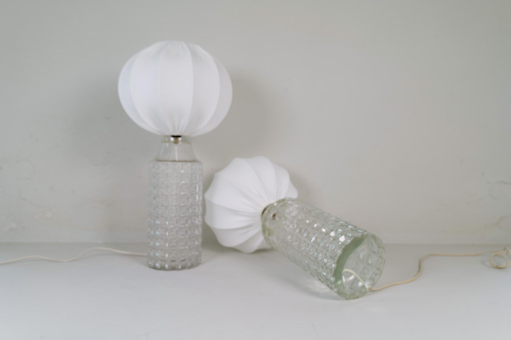 Mid-Century Modern Large Glass Table Lamps Orrefors, Sweden, 1970s For Sale 2