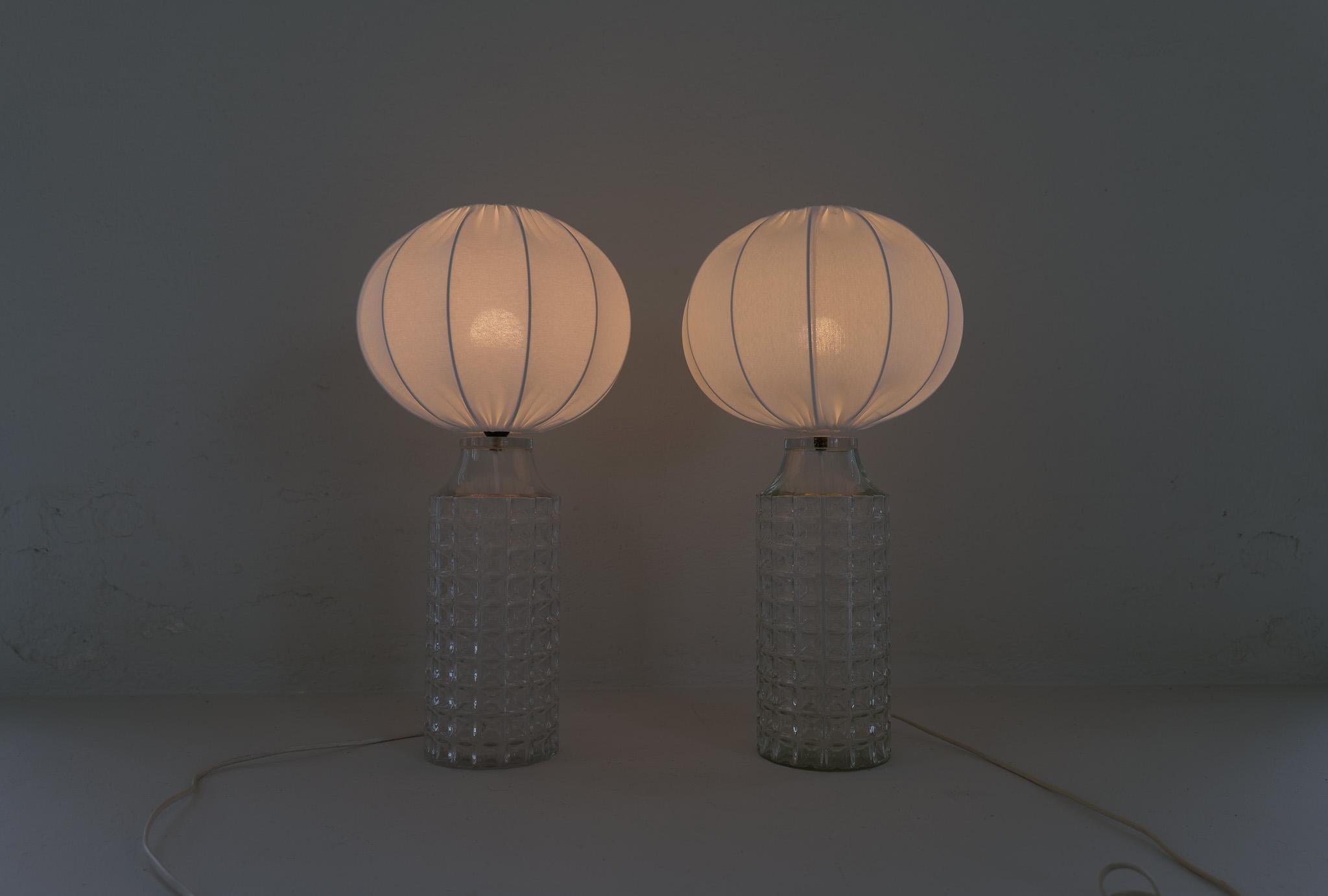 Mid-Century Modern Large Glass Table Lamps Orrefors, Sweden, 1970s For Sale 4
