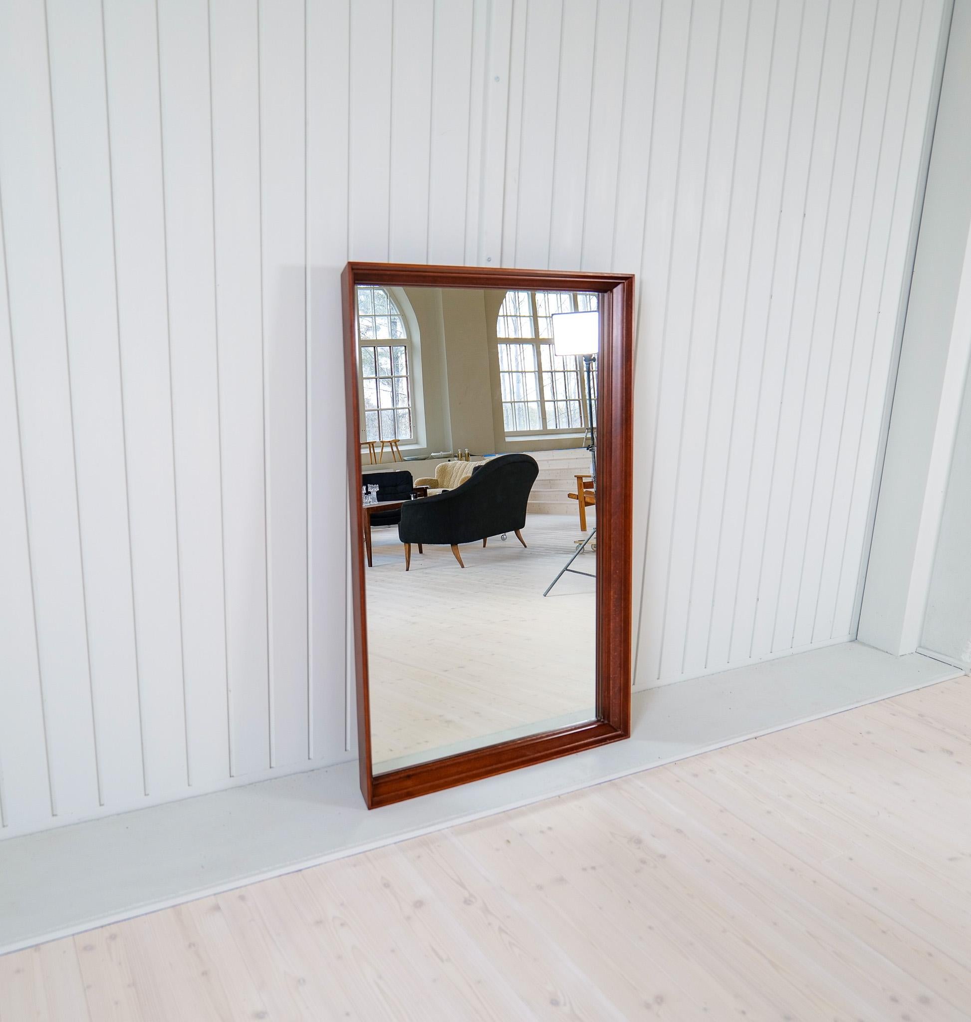Midcentury Modern Large  Mirror in Walnut, Sweden, 1960s For Sale 5