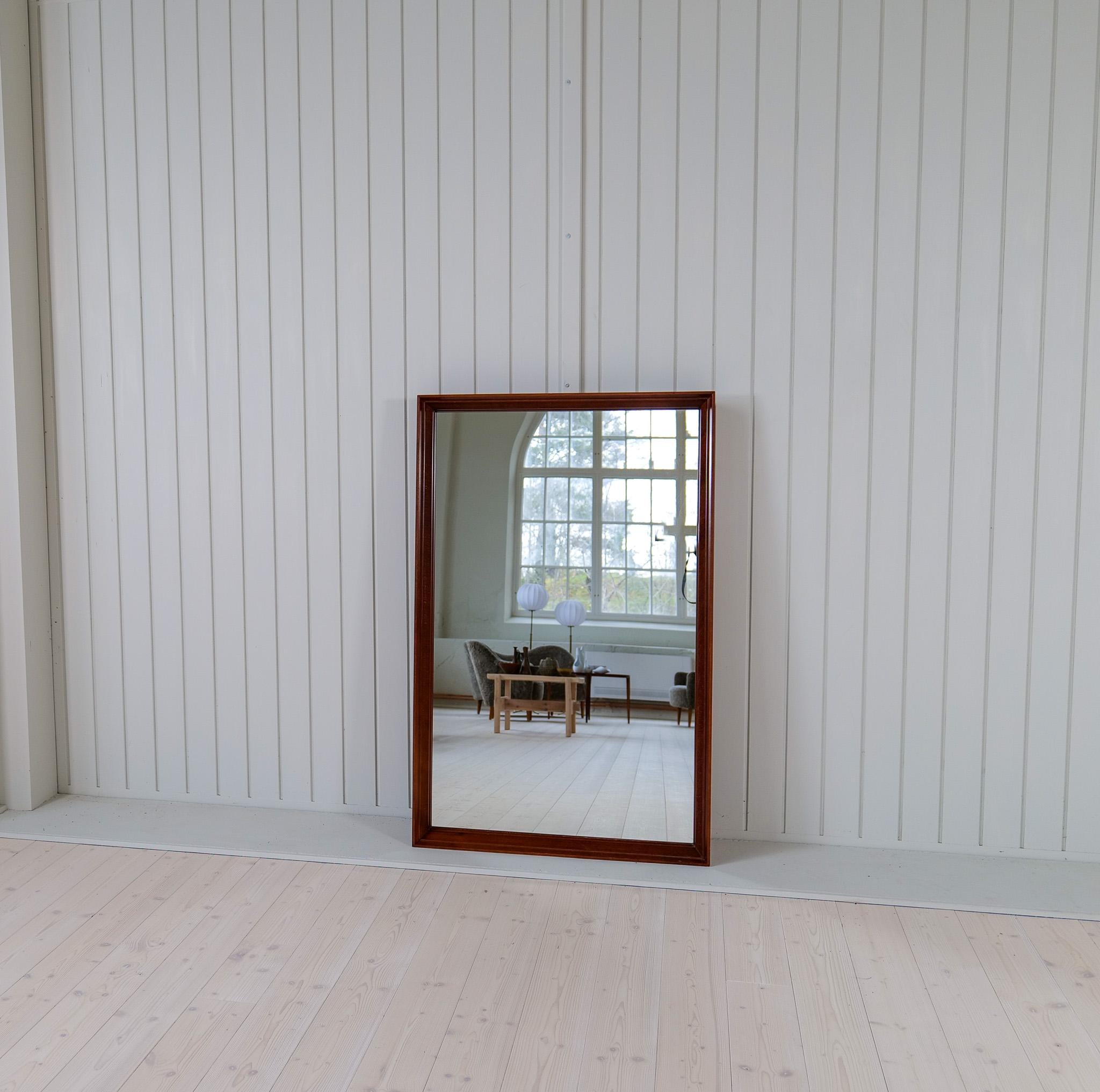 Mid-Century Modern Midcentury Modern Large  Mirror in Walnut, Sweden, 1960s For Sale