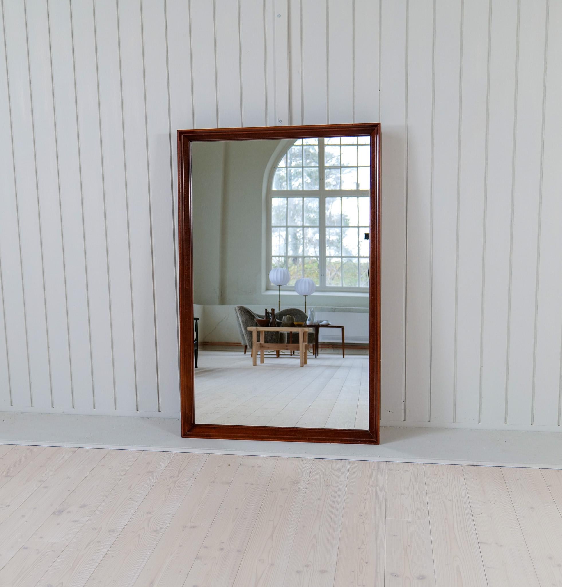 Swedish Midcentury Modern Large  Mirror in Walnut, Sweden, 1960s For Sale