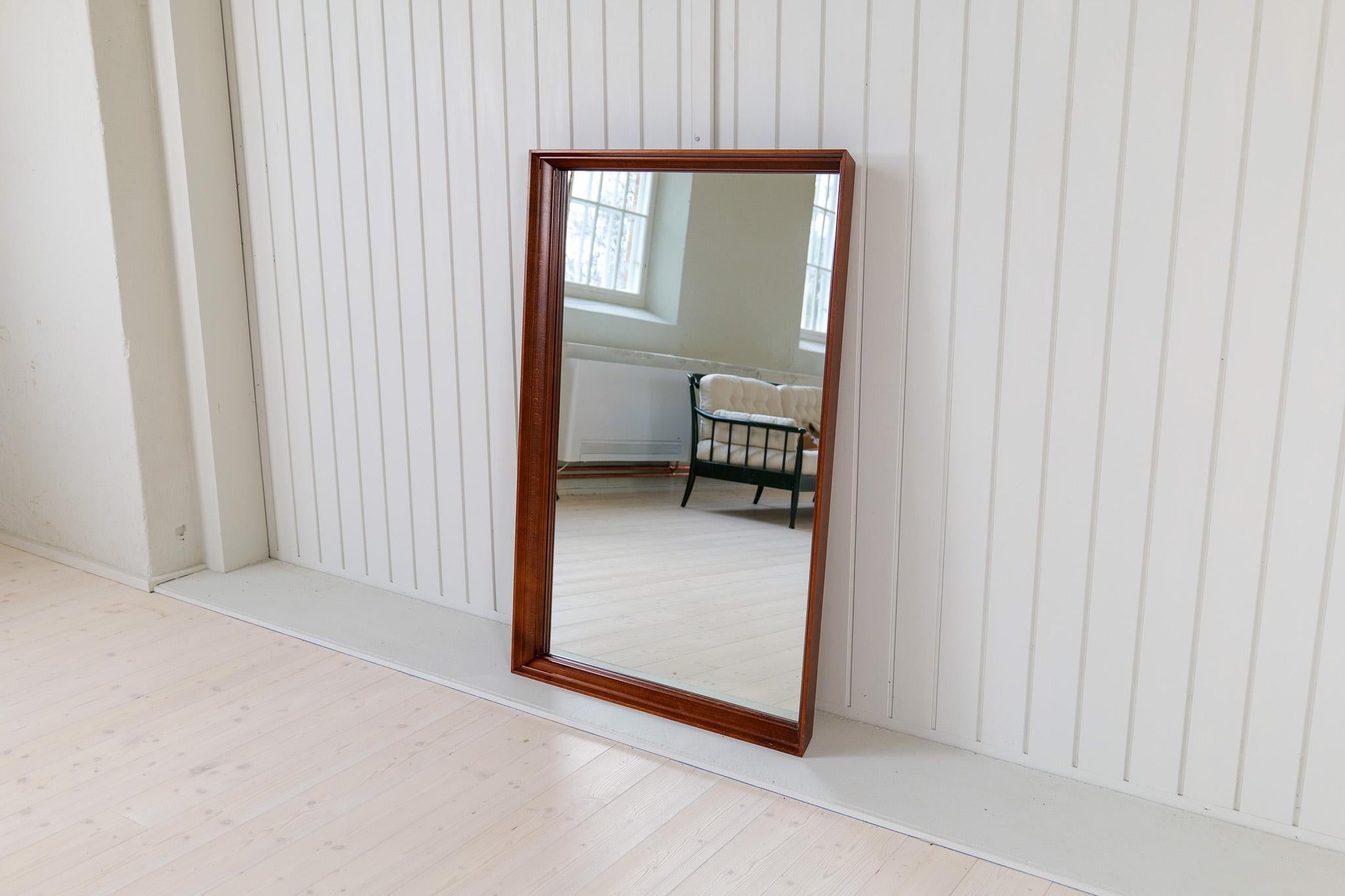 Mid-20th Century Midcentury Modern Large  Mirror in Walnut, Sweden, 1960s For Sale