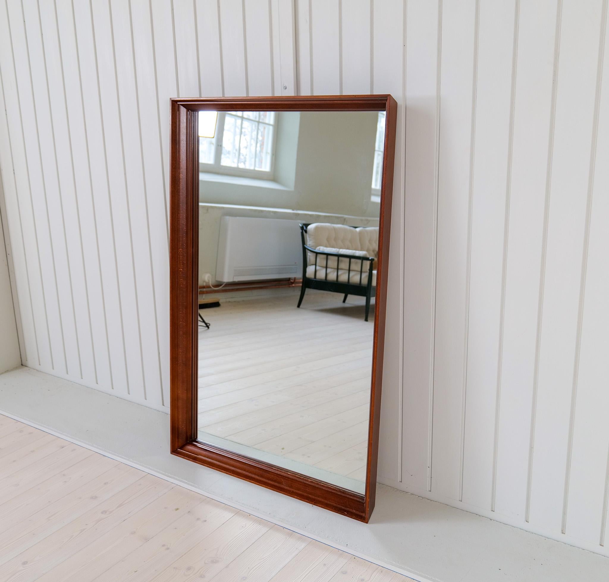 Midcentury Modern Large  Mirror in Walnut, Sweden, 1960s For Sale 1