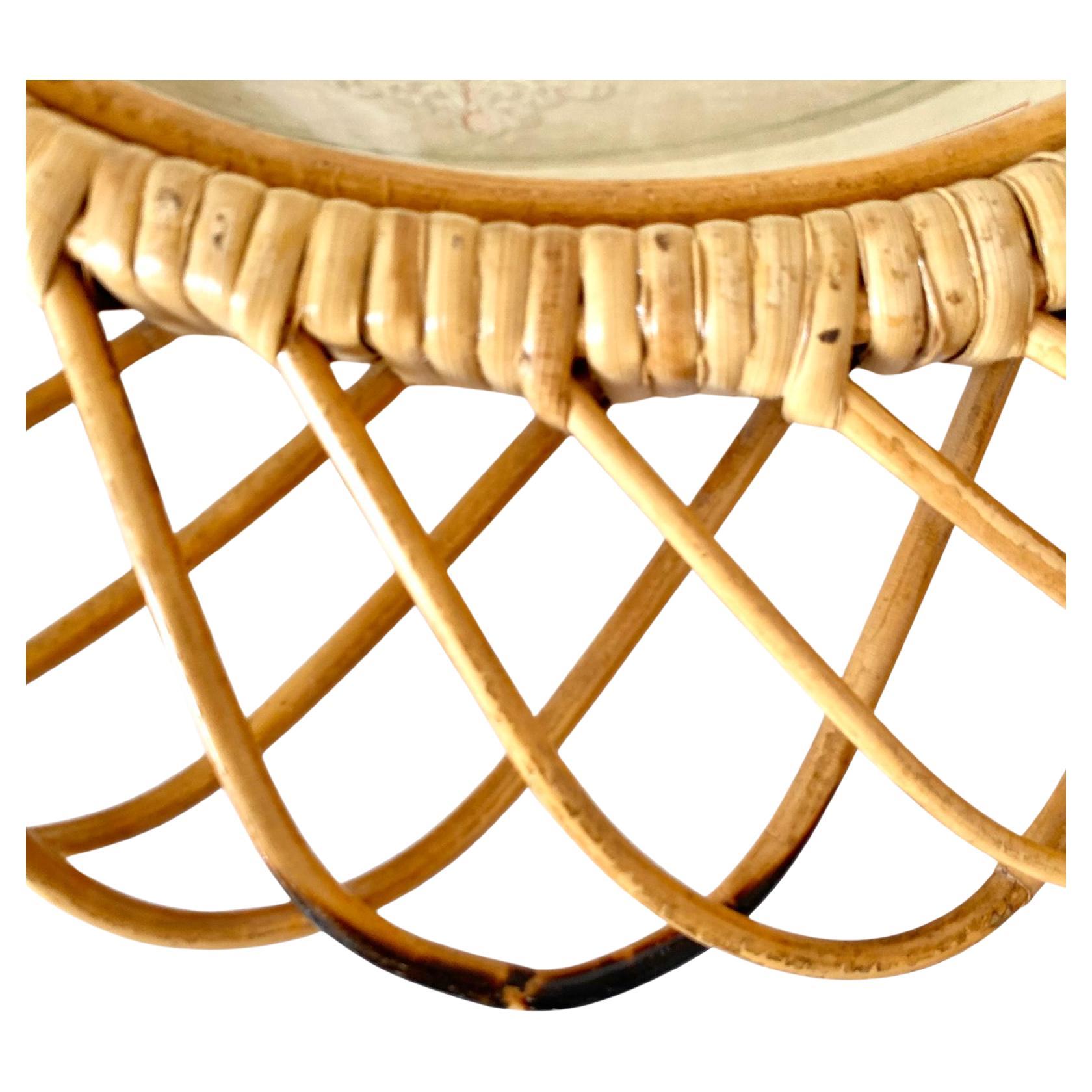 Specchio di bambù e rattan di grandi dimensioni in stile Midcentury Modern, Italia 1960 In condizioni buone in vendita a Ceglie Messapica, IT