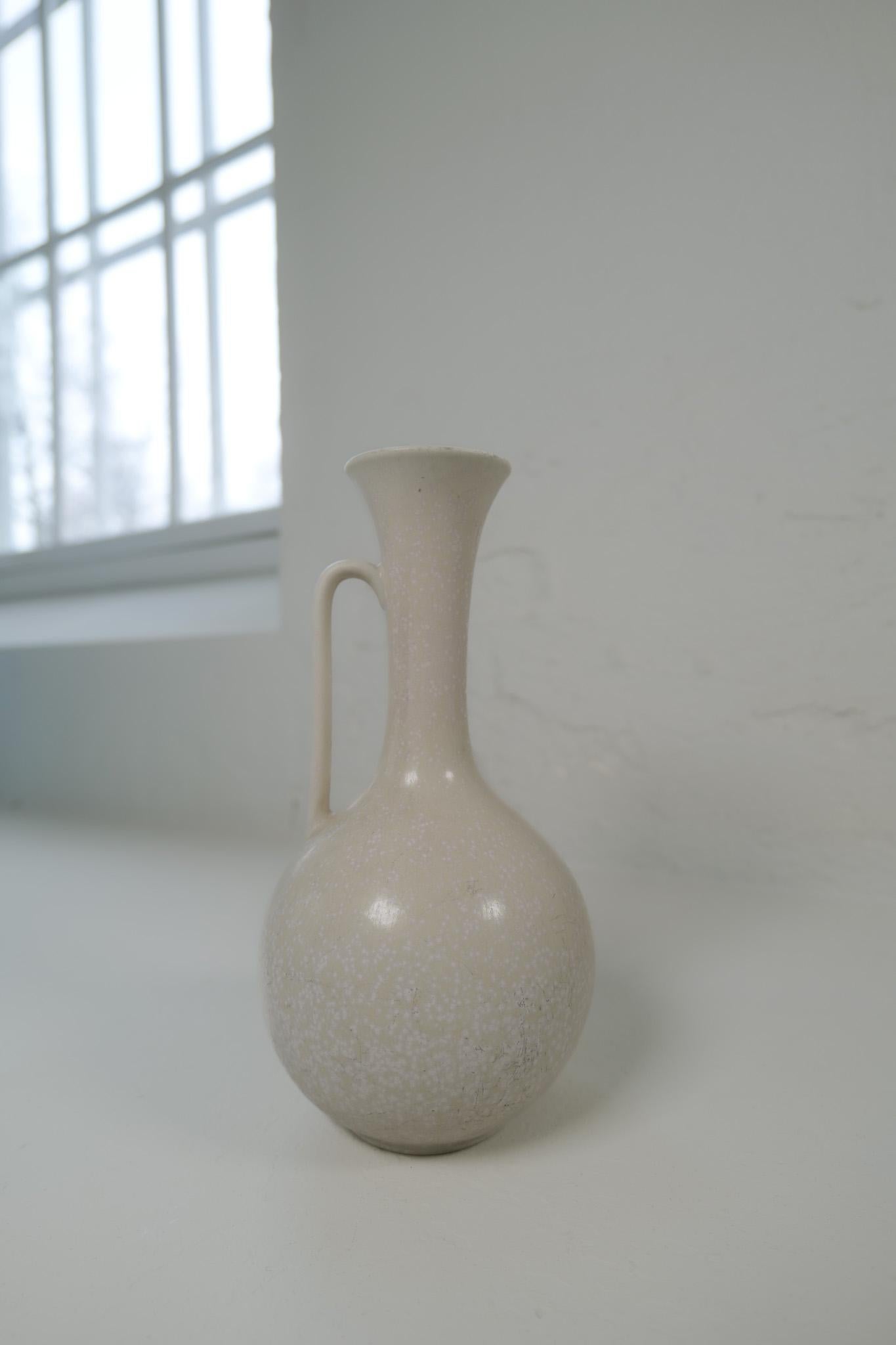 Midcentury Modern Large White and Grey Vase Rörstrand by Gunnar Nylund, Sweden For Sale 4