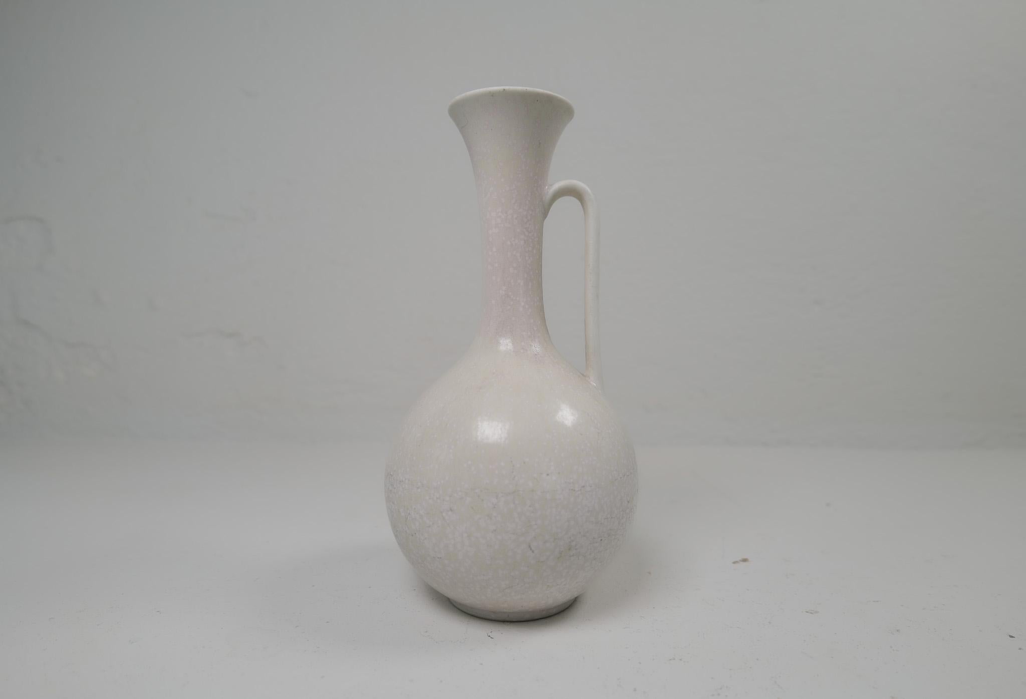 Mid-Century Modern Midcentury Modern Large White and Grey Vase Rörstrand by Gunnar Nylund, Sweden For Sale