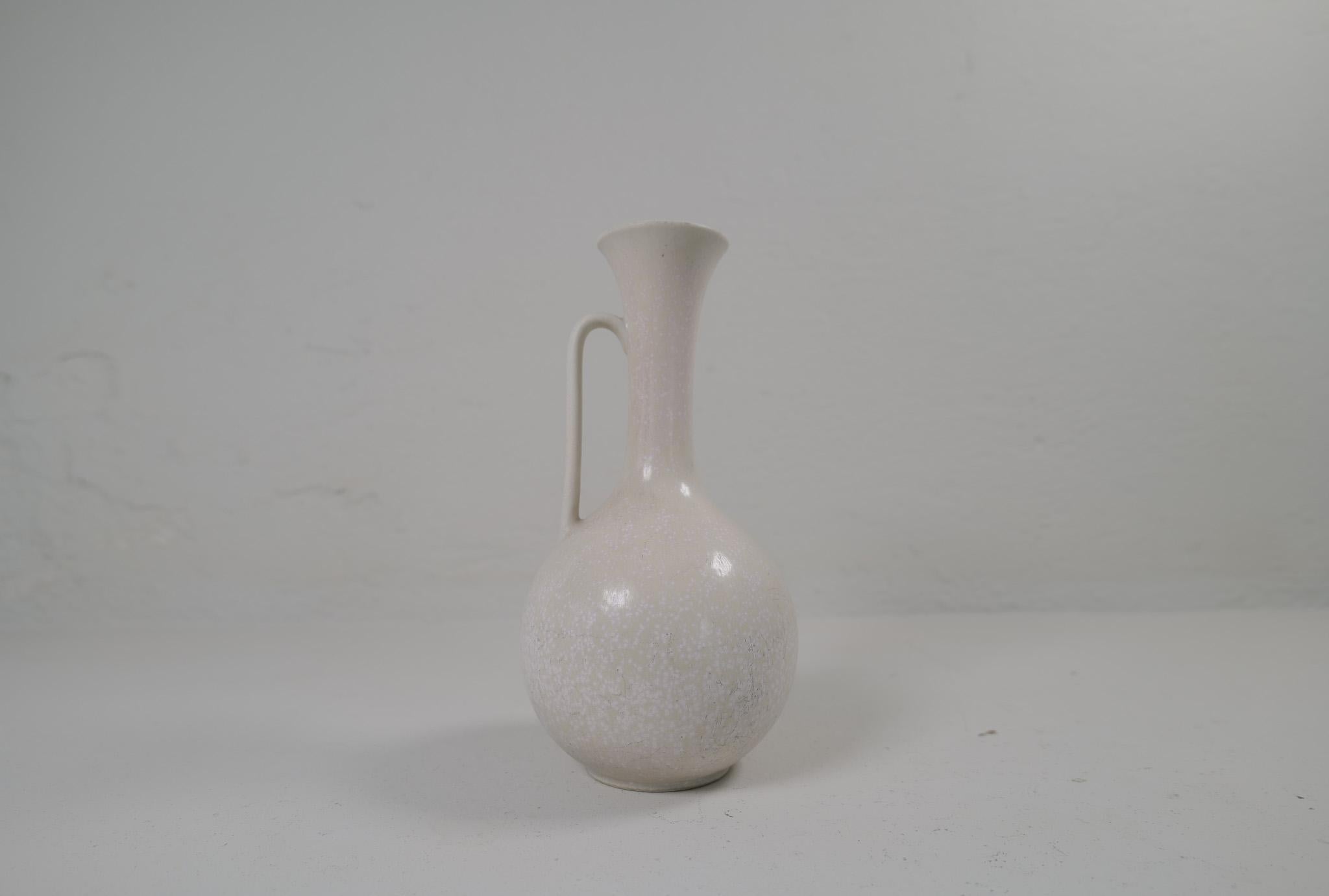 Stoneware Midcentury Modern Large White and Grey Vase Rörstrand by Gunnar Nylund, Sweden For Sale