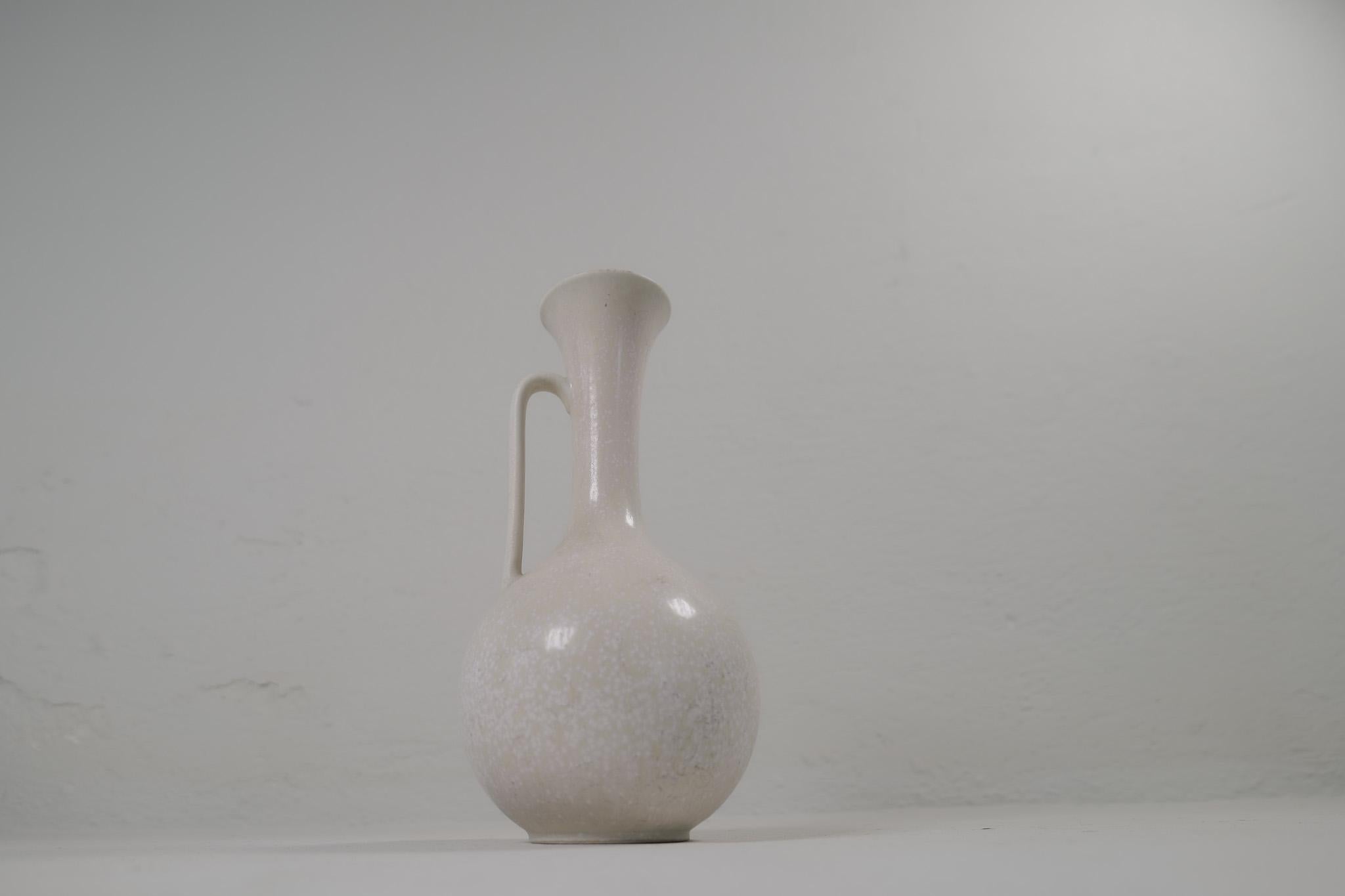 Midcentury Modern Large White and Grey Vase Rörstrand by Gunnar Nylund, Sweden For Sale 1