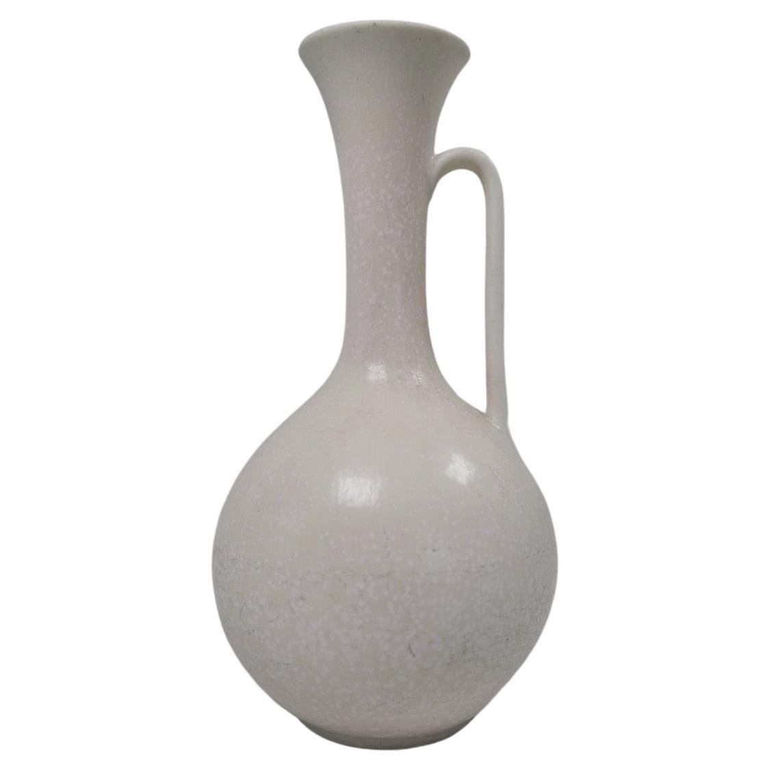 Midcentury Modern Large White and Grey Vase Rörstrand by Gunnar Nylund, Sweden For Sale