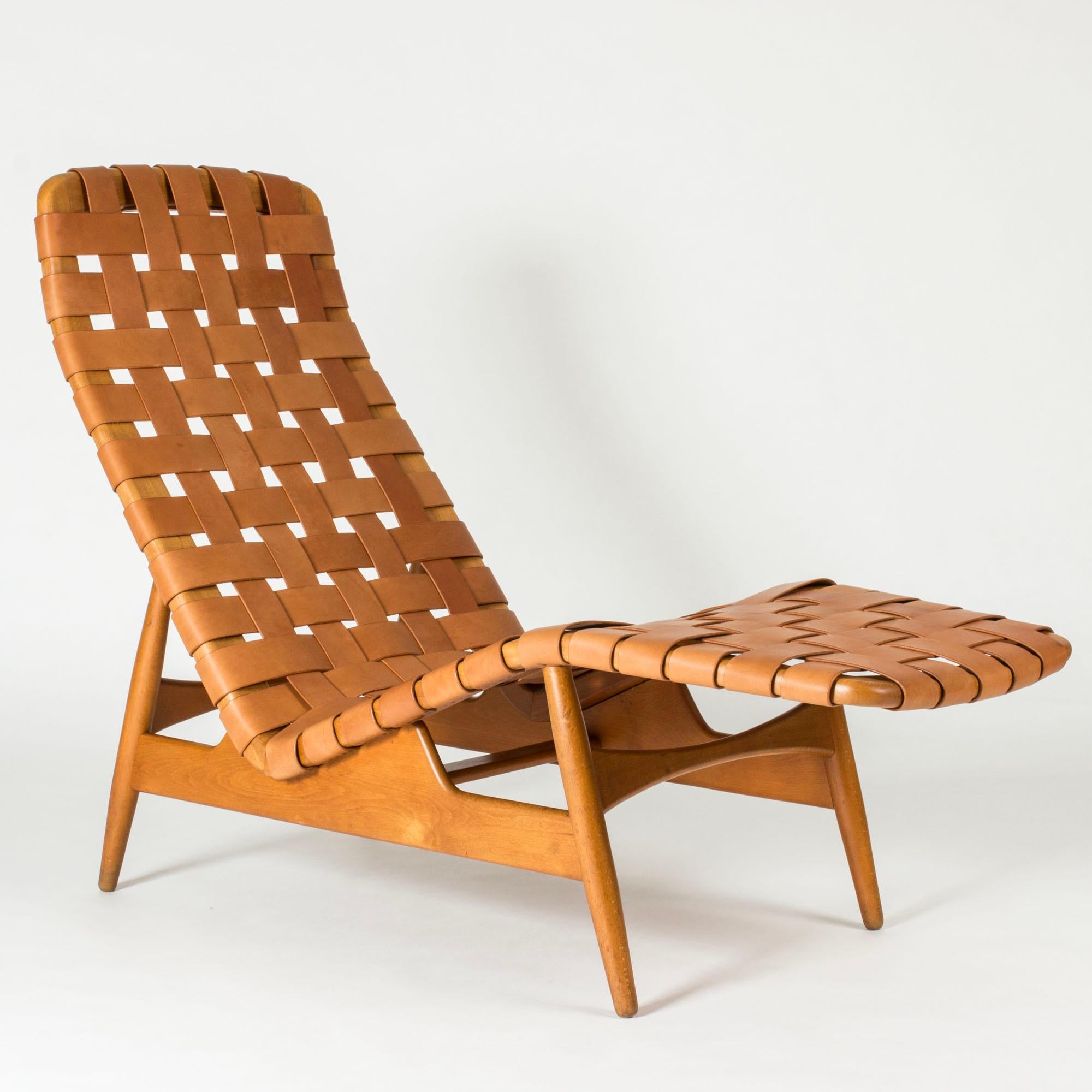 Scandinavian Modern Midcentury Modern Leather Chaise Lounge by Arne Vodder, Denmark, 1950s For Sale