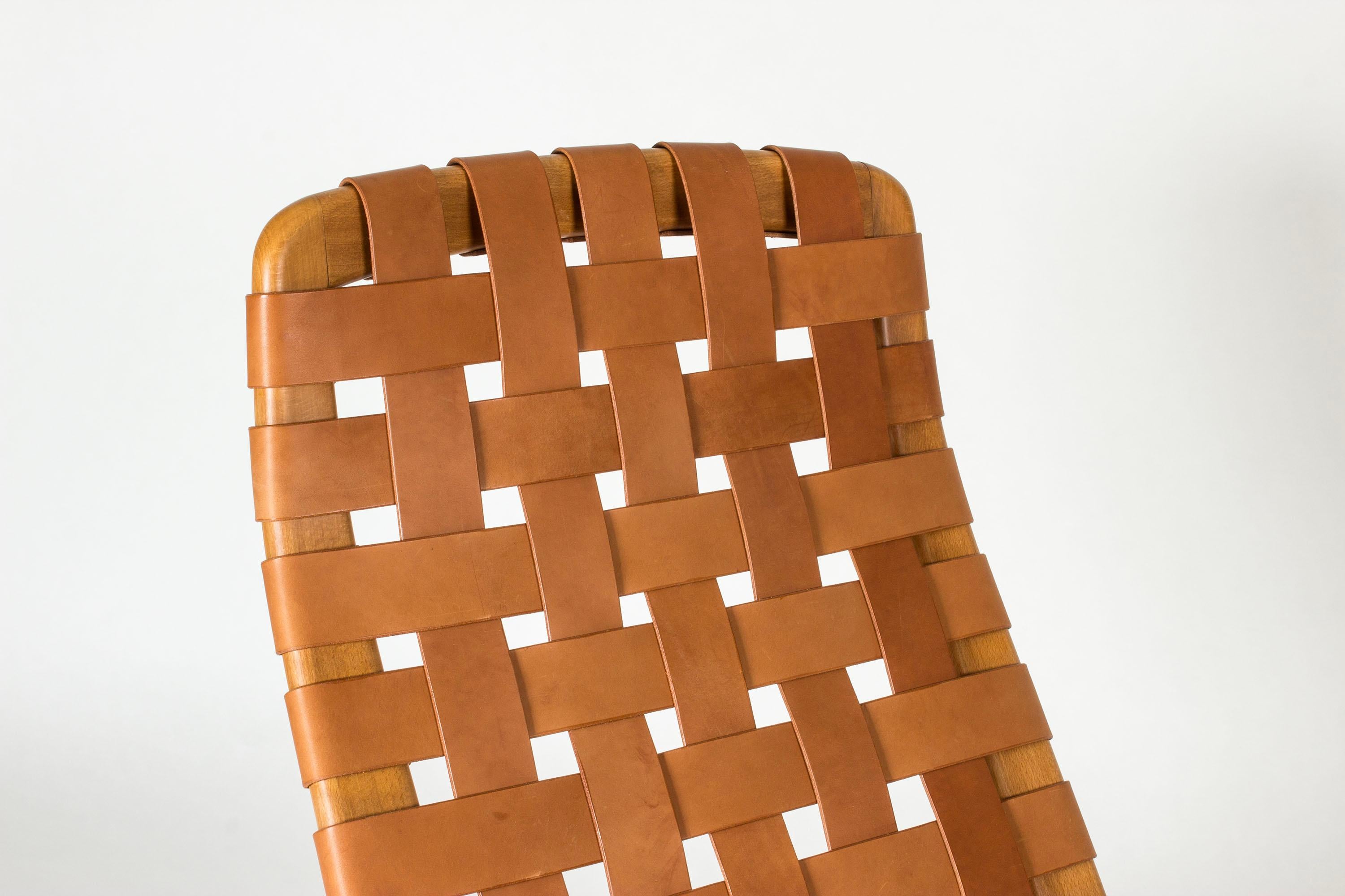 Midcentury Modern Leather Chaise Lounge by Arne Vodder, Denmark, 1950s For Sale 3