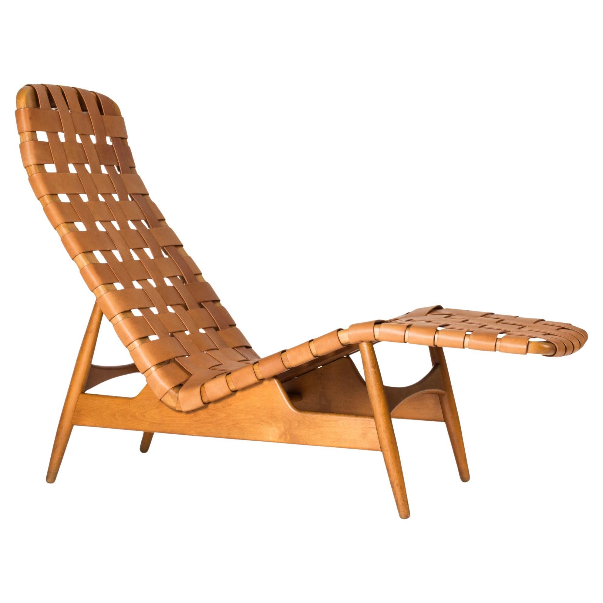 Midcentury Modern Leather Chaise Lounge by Arne Vodder, Denmark, 1950s