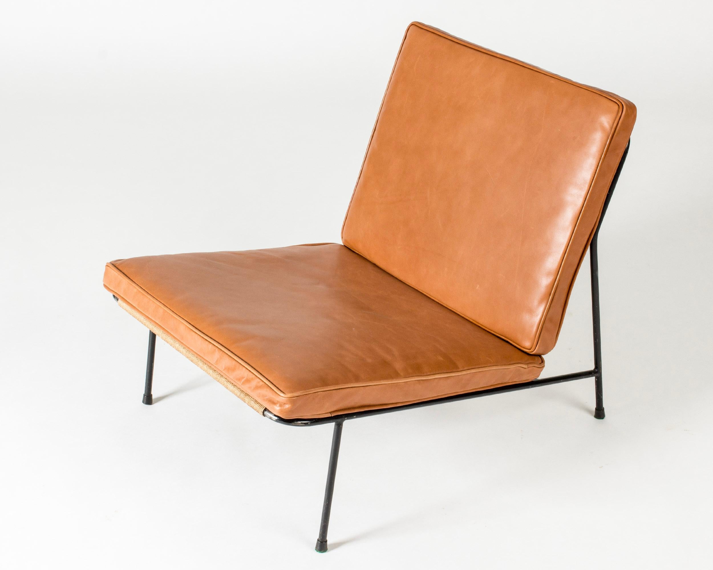 Scandinavian Modern Midcentury Modern Leather Lounge Chair by Alf Svensson, Sweden, 1950s
