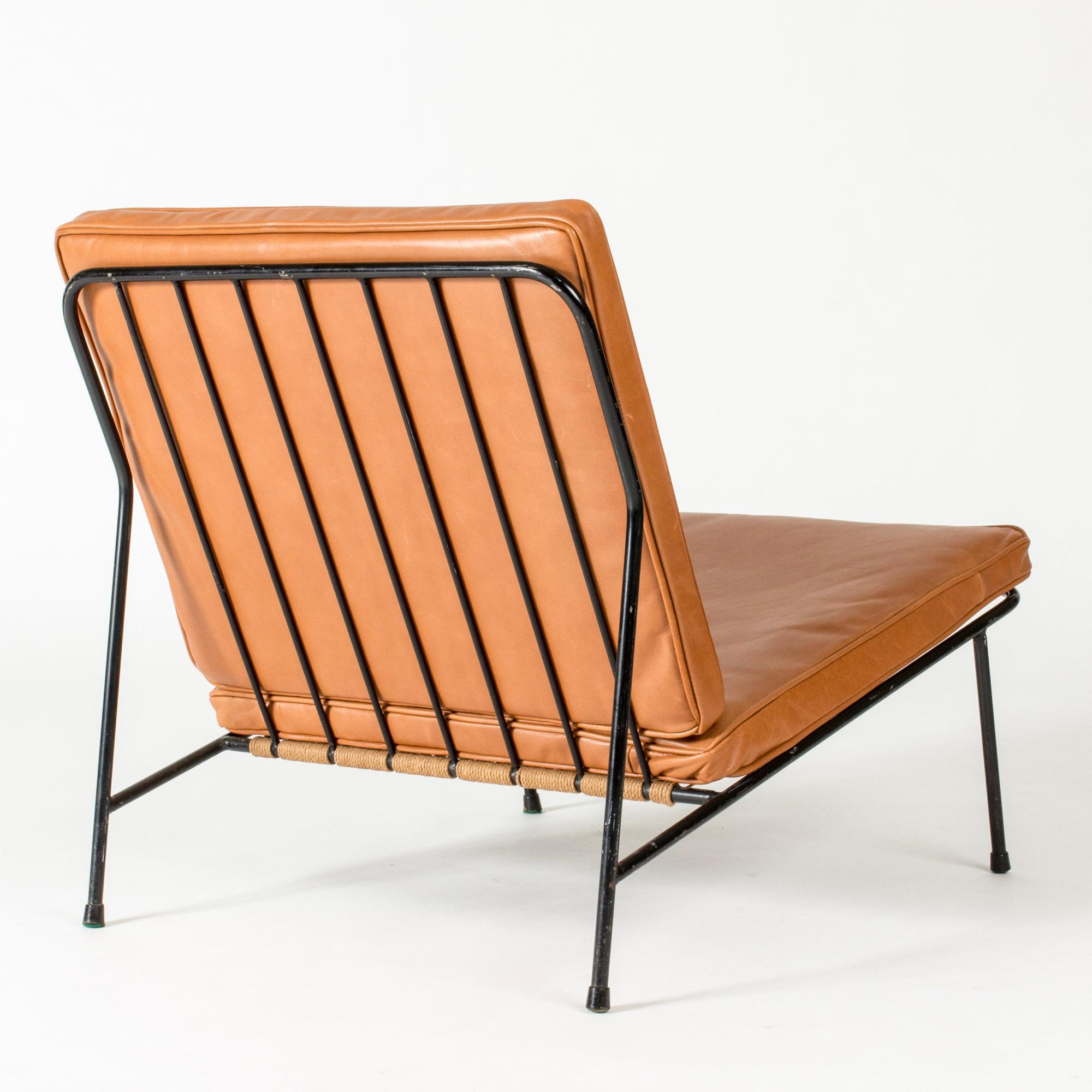 Swedish Midcentury Modern Leather Lounge Chair by Alf Svensson, Sweden, 1950s