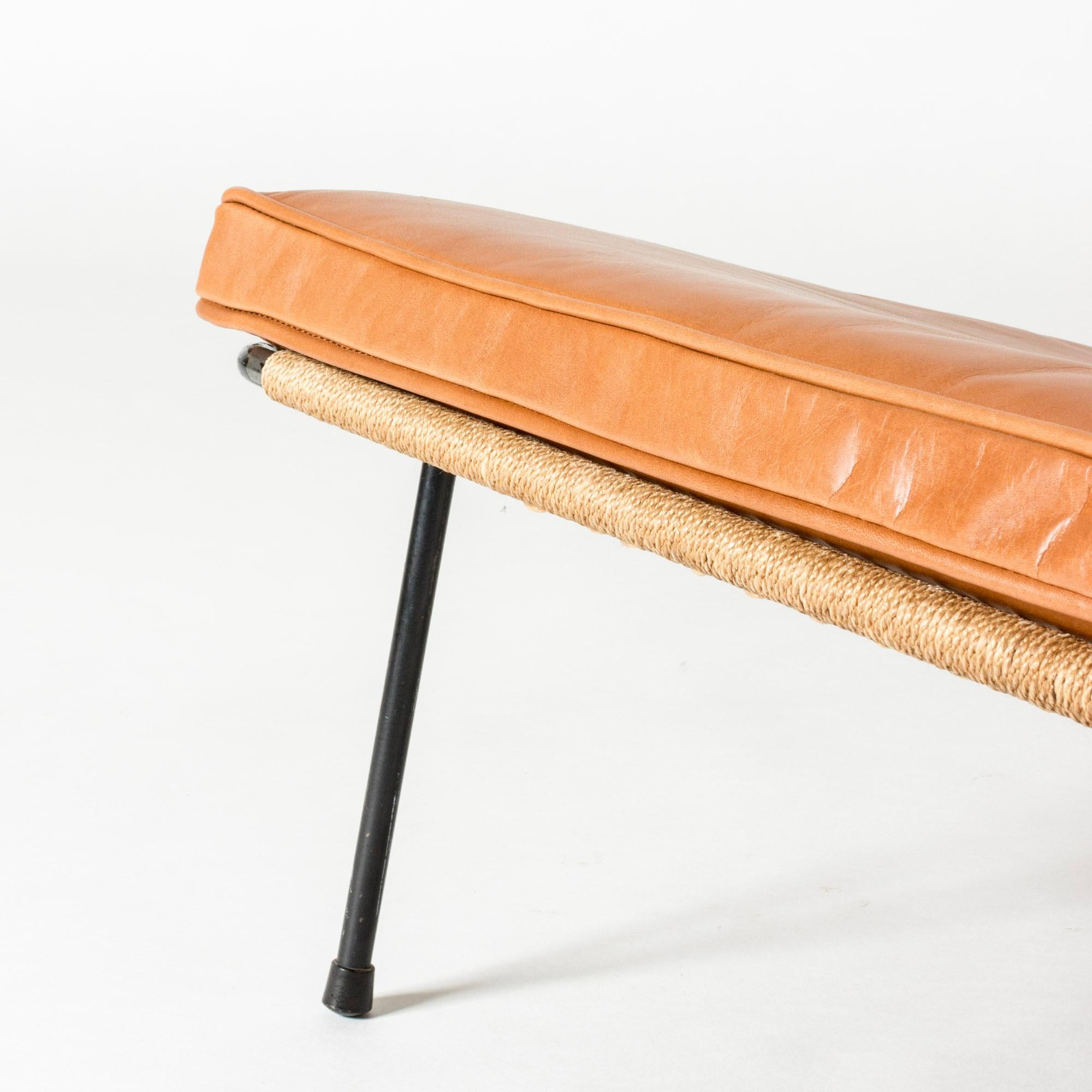 Mid-20th Century Midcentury Modern Leather Lounge Chair by Alf Svensson, Sweden, 1950s