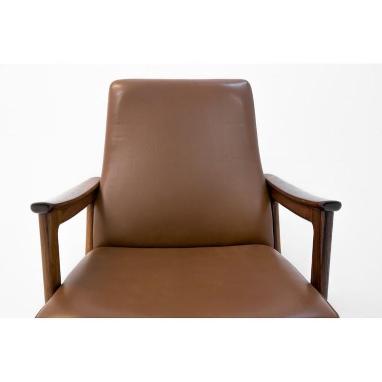 MidCentury Modern Leather Office Chair, Danish Design, circa 1970s at