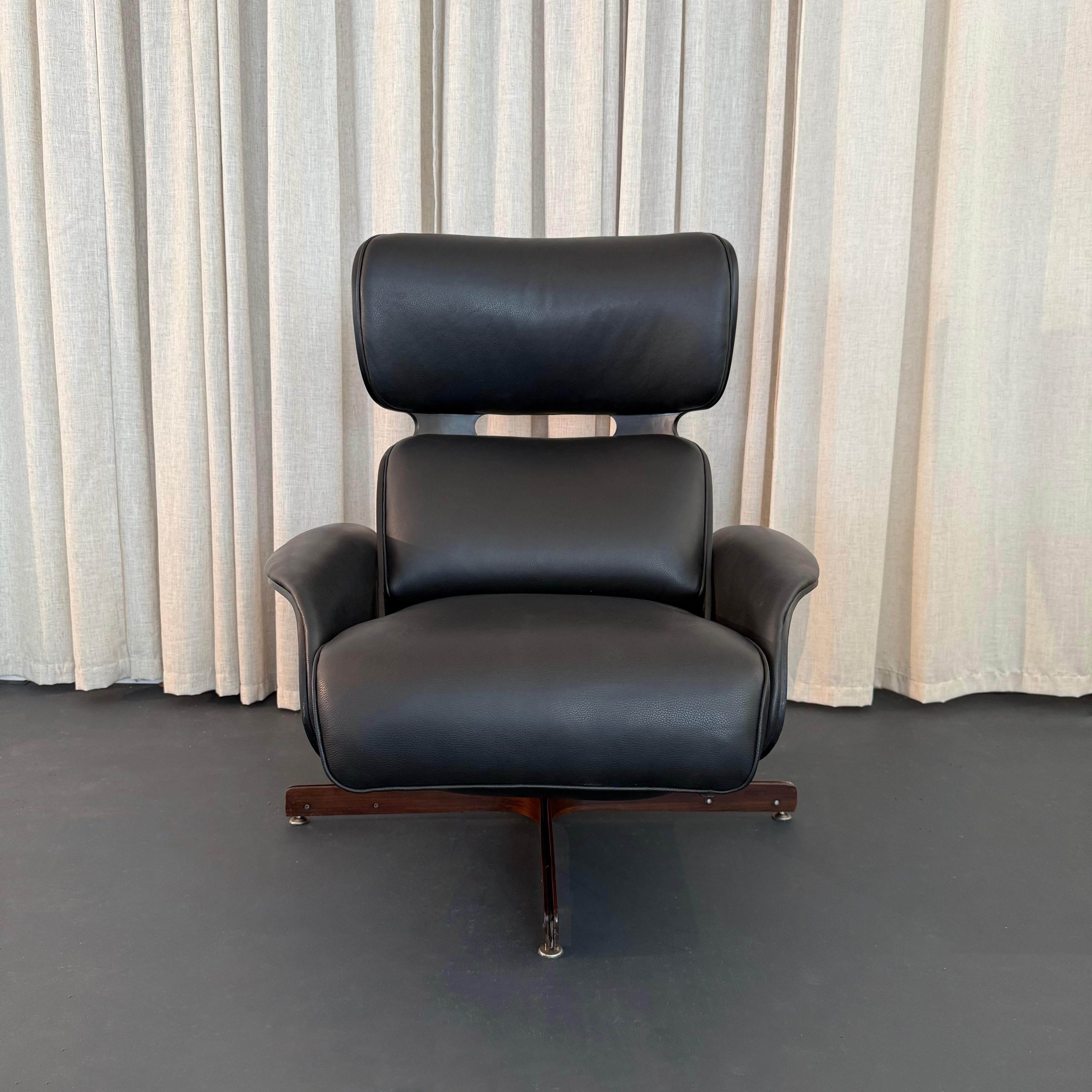 Midcentury Modern Leather Recliner Lounge Chair von George Mulhauser für Plycraft (20. Jahrhundert) im Angebot