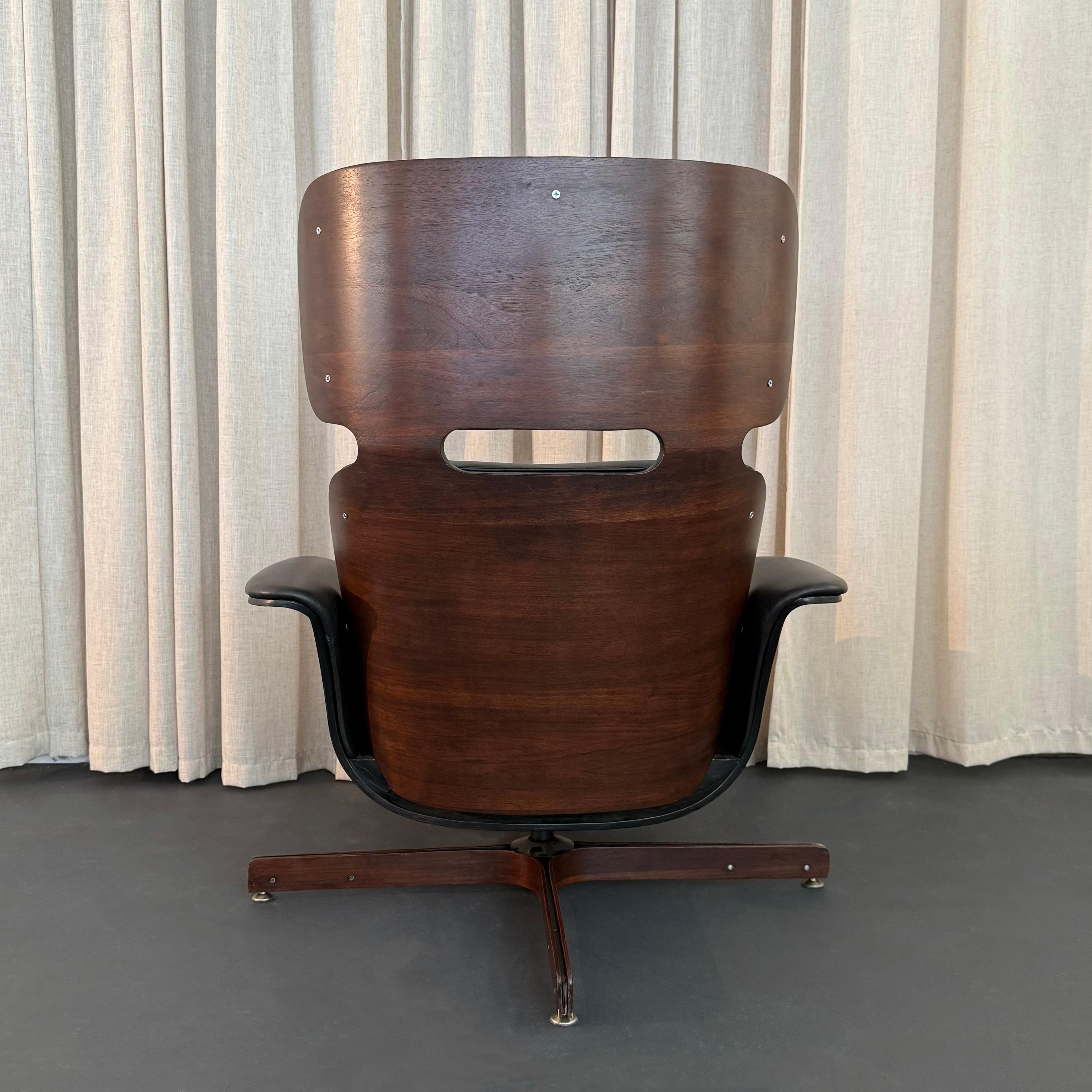 Midcentury Modern Leather Recliner Lounge Chair von George Mulhauser für Plycraft im Angebot 1