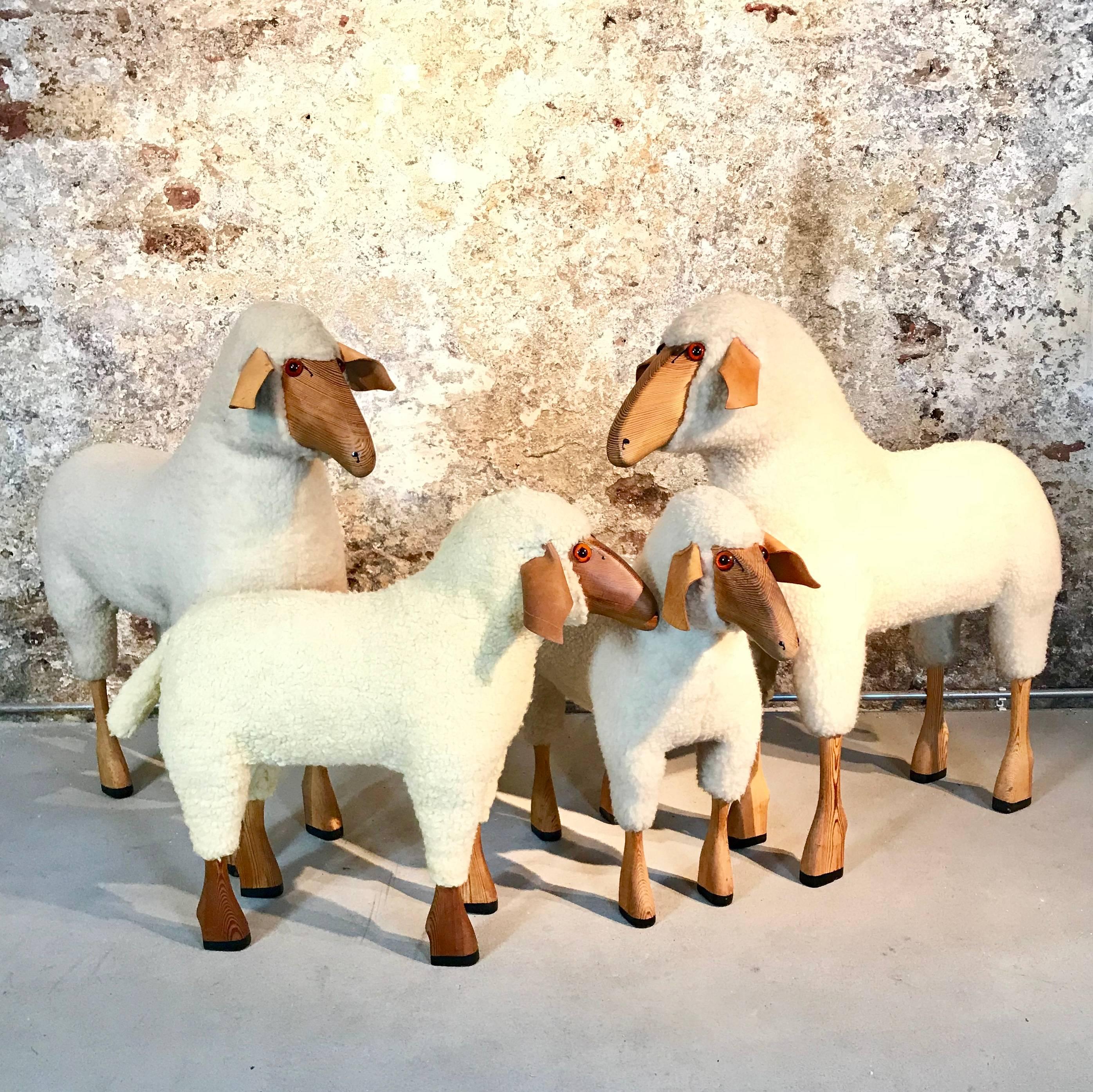 Midcentury Modern Lifesize Sheep Sculpture, Fur Stool, 1970s Germany 2