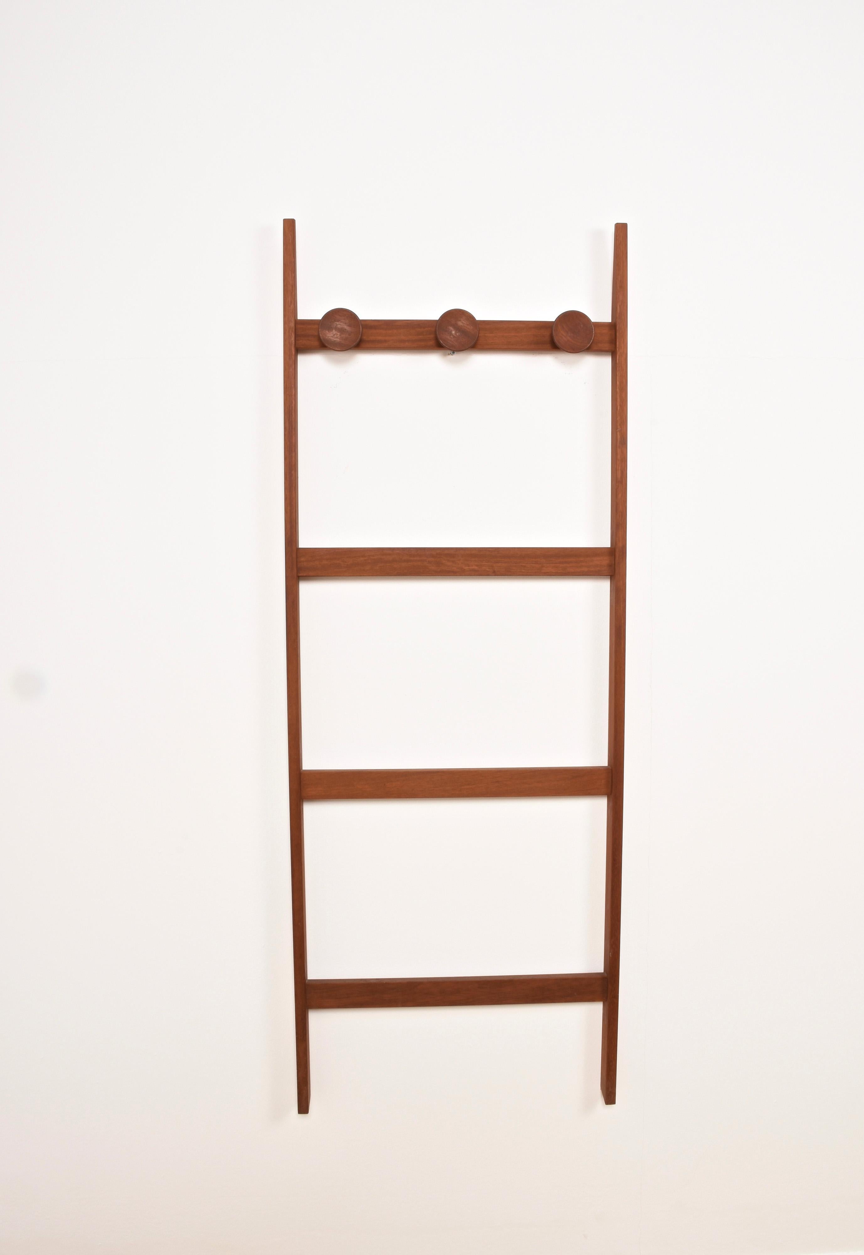 Swedish Mid-Century Modern Light Brown Teak Scandinavian Coat Rack For Sale