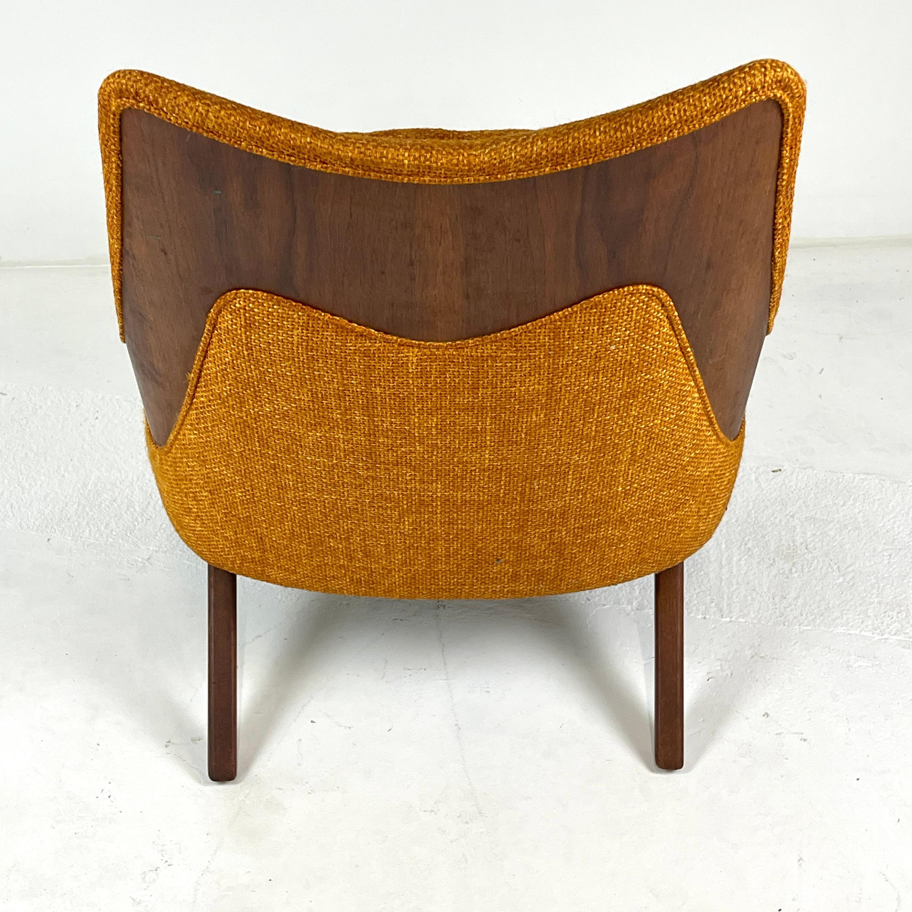 Midcentury Modern Lounge Chair w Walnut and Orange Upholstery Adrian Pearsall 6