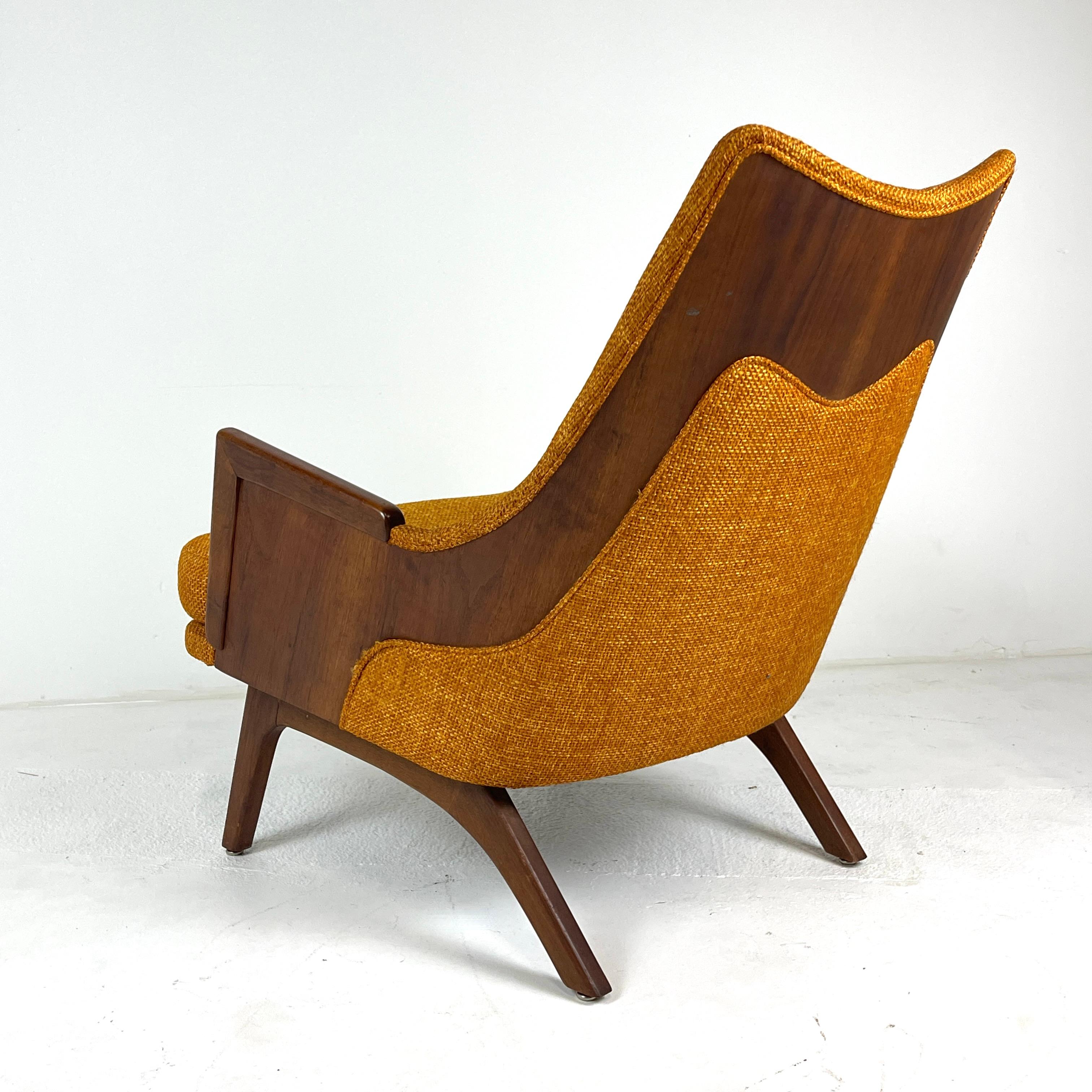Midcentury Modern Lounge Chair w Walnut and Orange Upholstery Adrian Pearsall 8