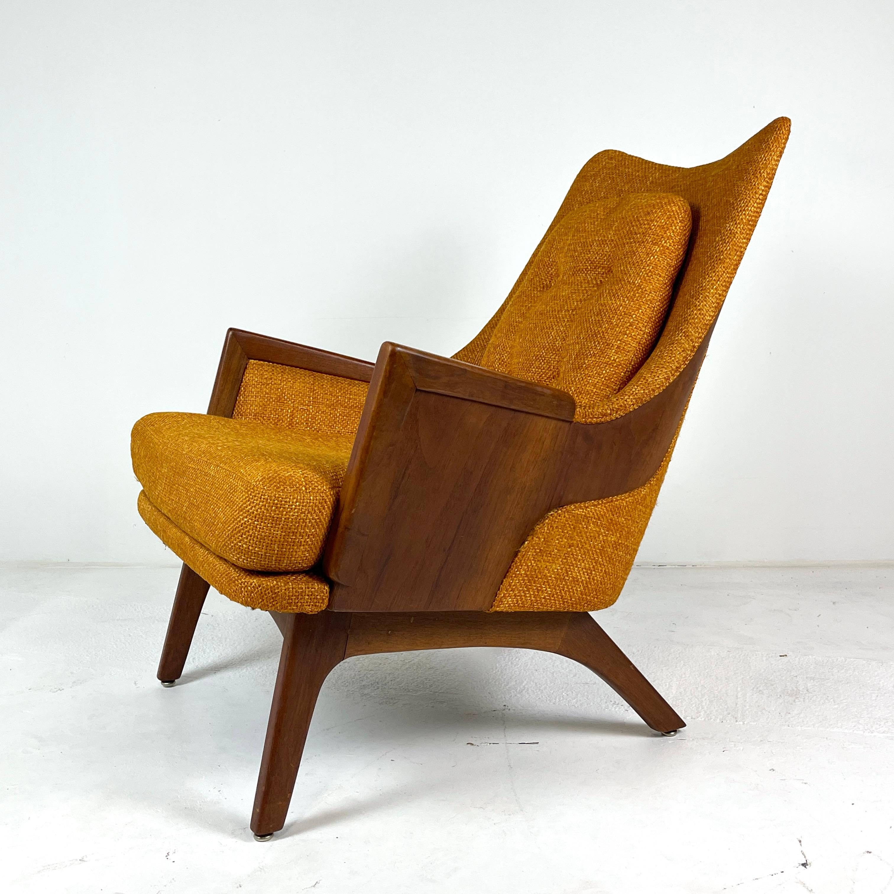 Midcentury Modern Lounge Chair w Walnut and Orange Upholstery Adrian Pearsall 9