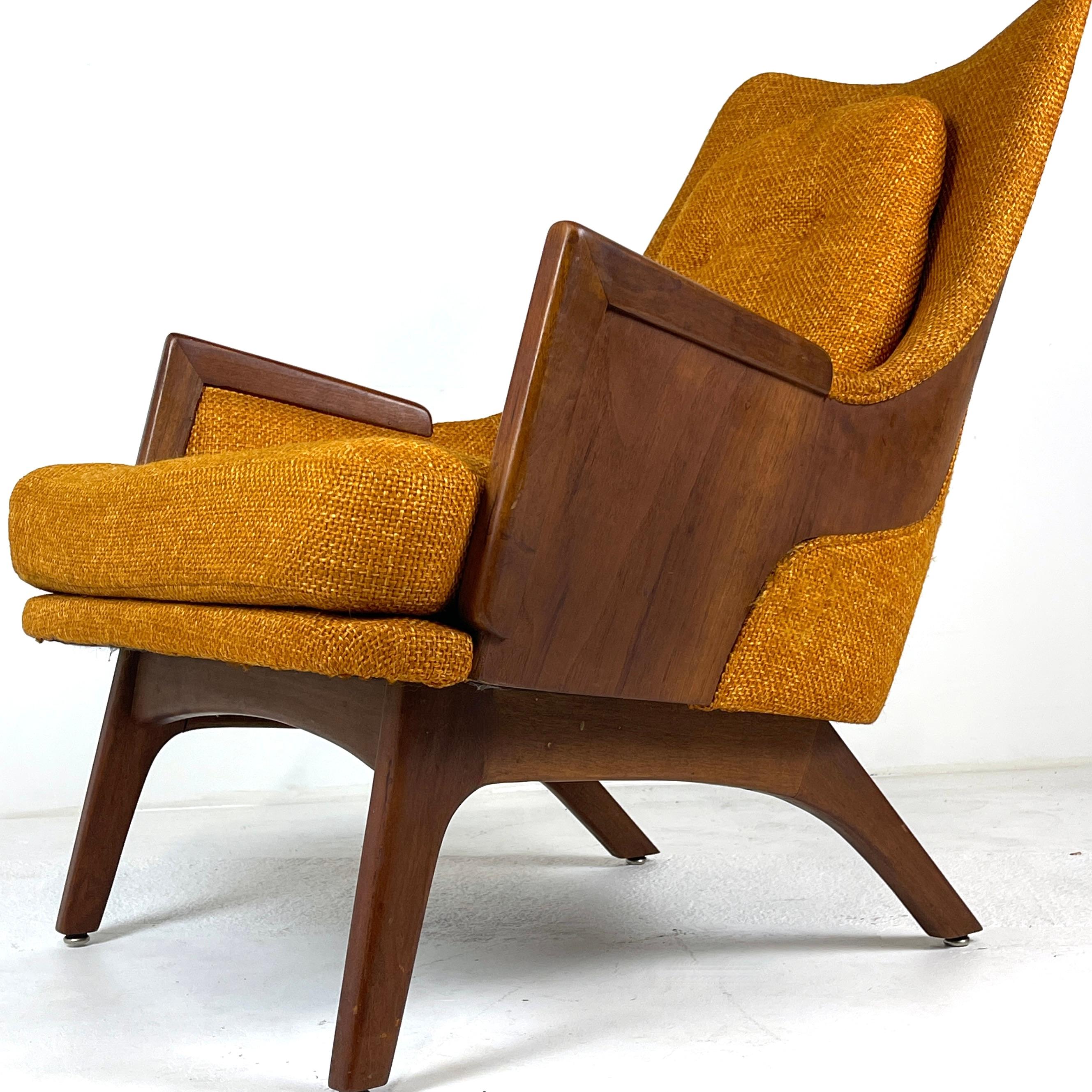 Midcentury Modern Lounge Chair w Walnut and Orange Upholstery Adrian Pearsall 10